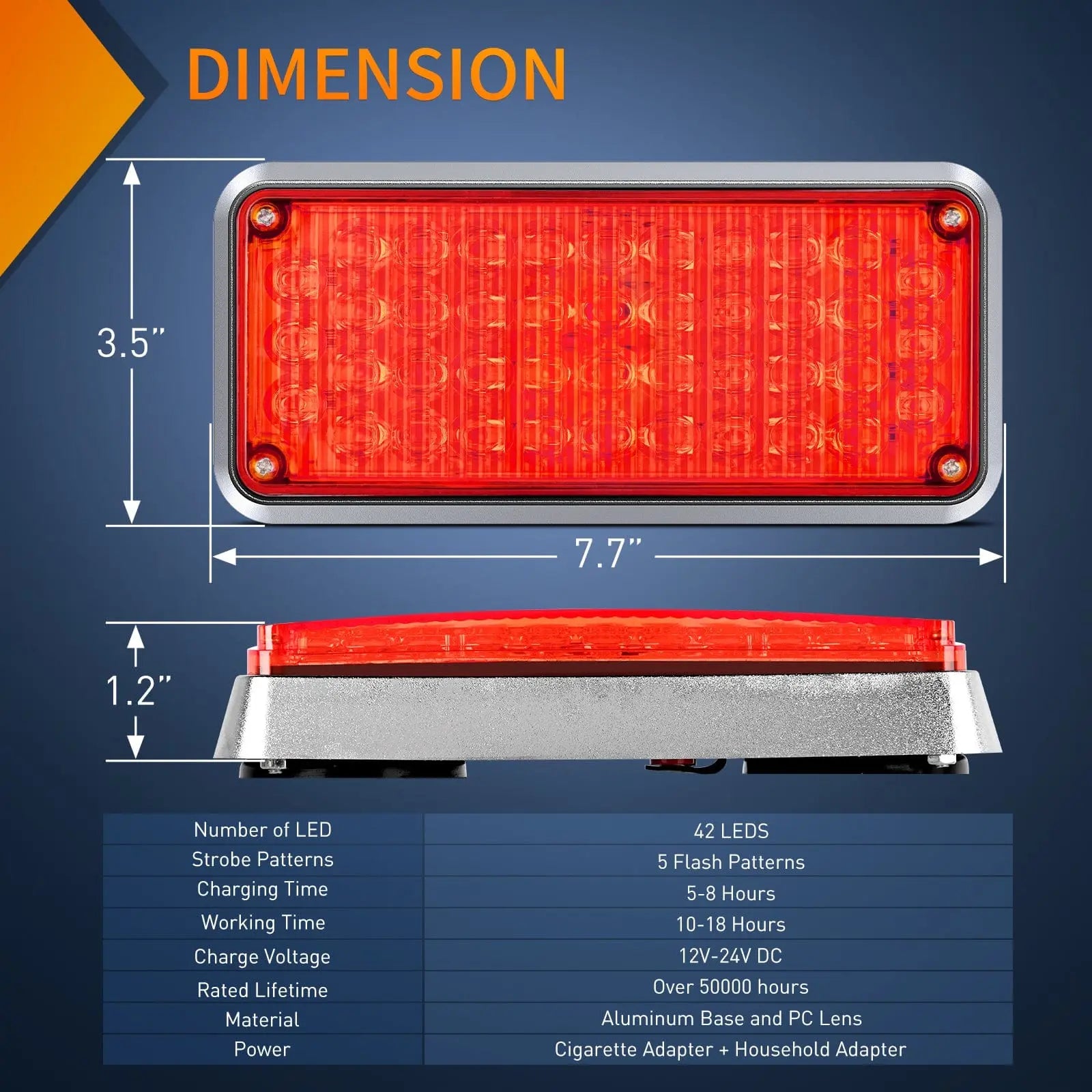 42 LED Red Wireless Magnetic Strobe Lights - Waterproof Surface Mount with 5 Lighting Patterns (2-Pack) - Perfect for Emergency Vehicles, Trucks, Motorcycles & Off-Road Adventures