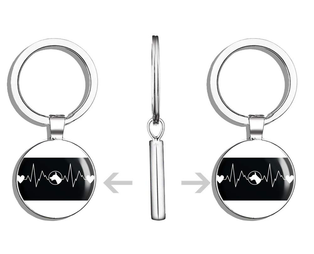 Premium Pit Bull Heartbeat Decal Keychain - Double Sided Stainless Steel Key Ring with White Vinyl - Perfect for Pet Lovers, Car Keys & Key Finder Accessories (Ideal for Gifts, Key Organization & Pet Memorials)