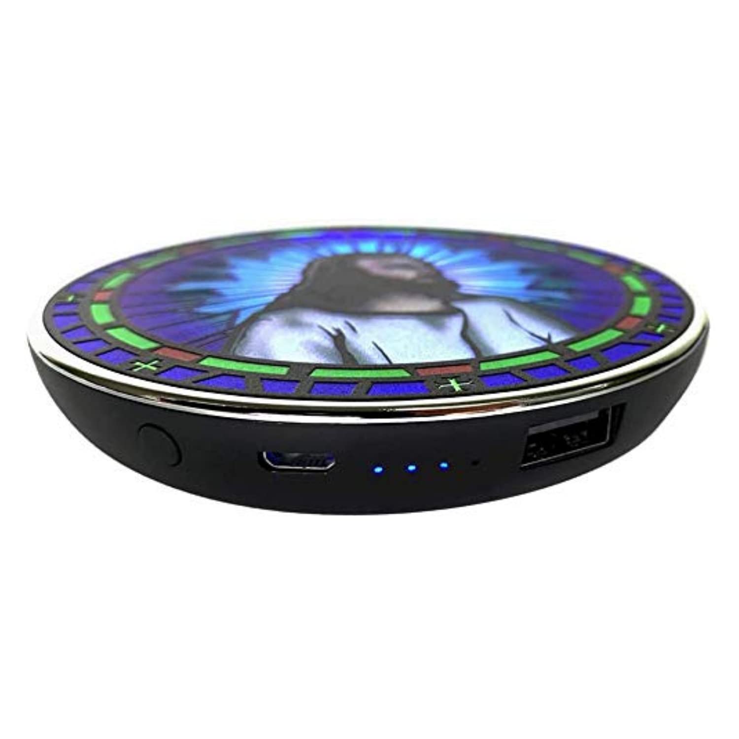 Jesus Christ Wireless Charger with Backup Battery - Fast Charging for iPhone & Android | Portable Phone Charger with Stained Glass Design | Perfect Christian Gift for Baptism, Confirmation & Bible Study