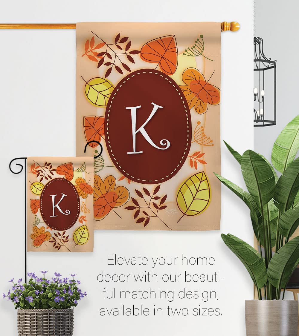 Breeze Decor K Initial Fall Harvest Vertical Kit - House & Garden Flags for Autumn Decor