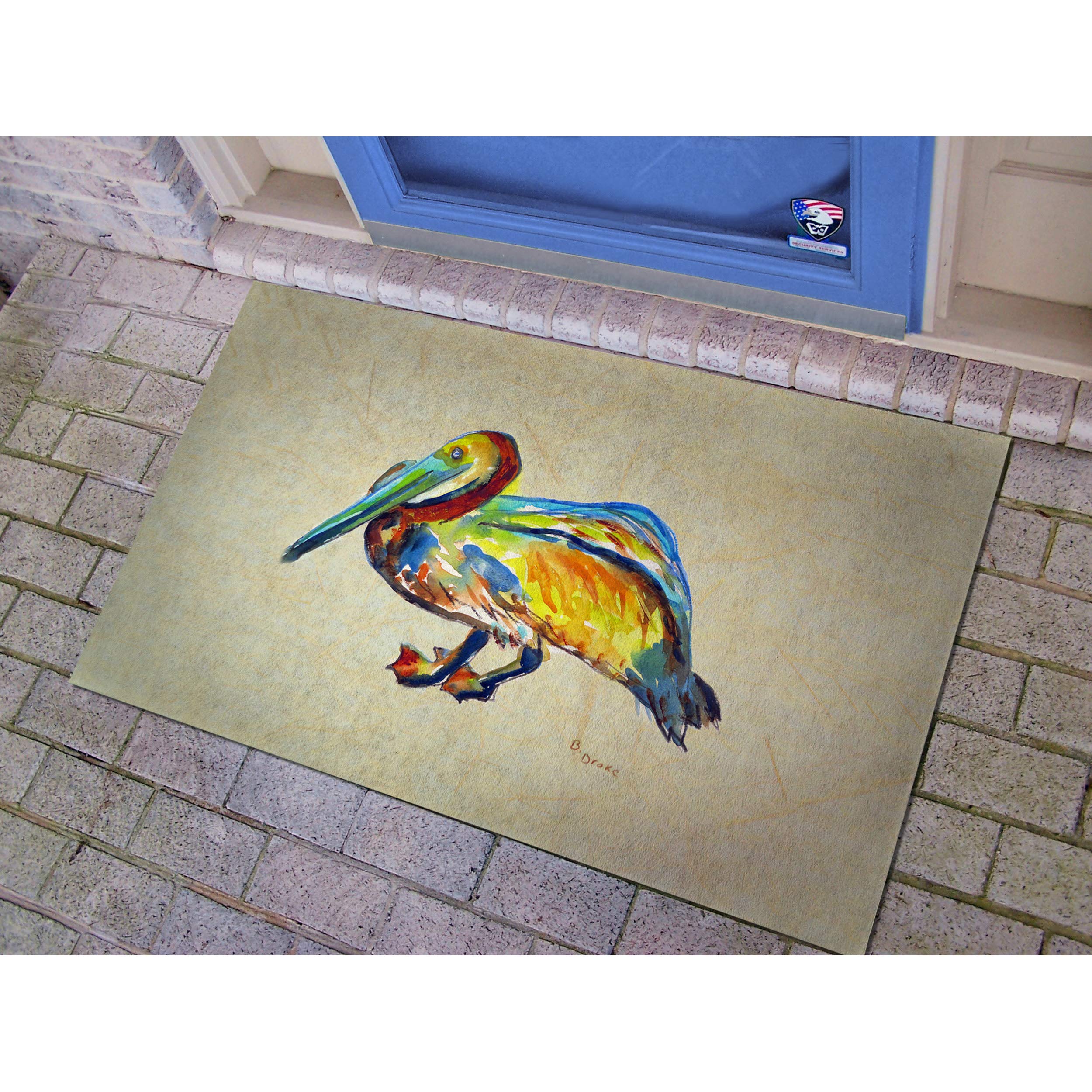 Betsy Drake DM984BG Gertrude Pelican B Doormat 30x50 Inches - Non-Slip Indoor/Outdoor Welcome Mat for Front Door, Porch, Patio, and Entryway
