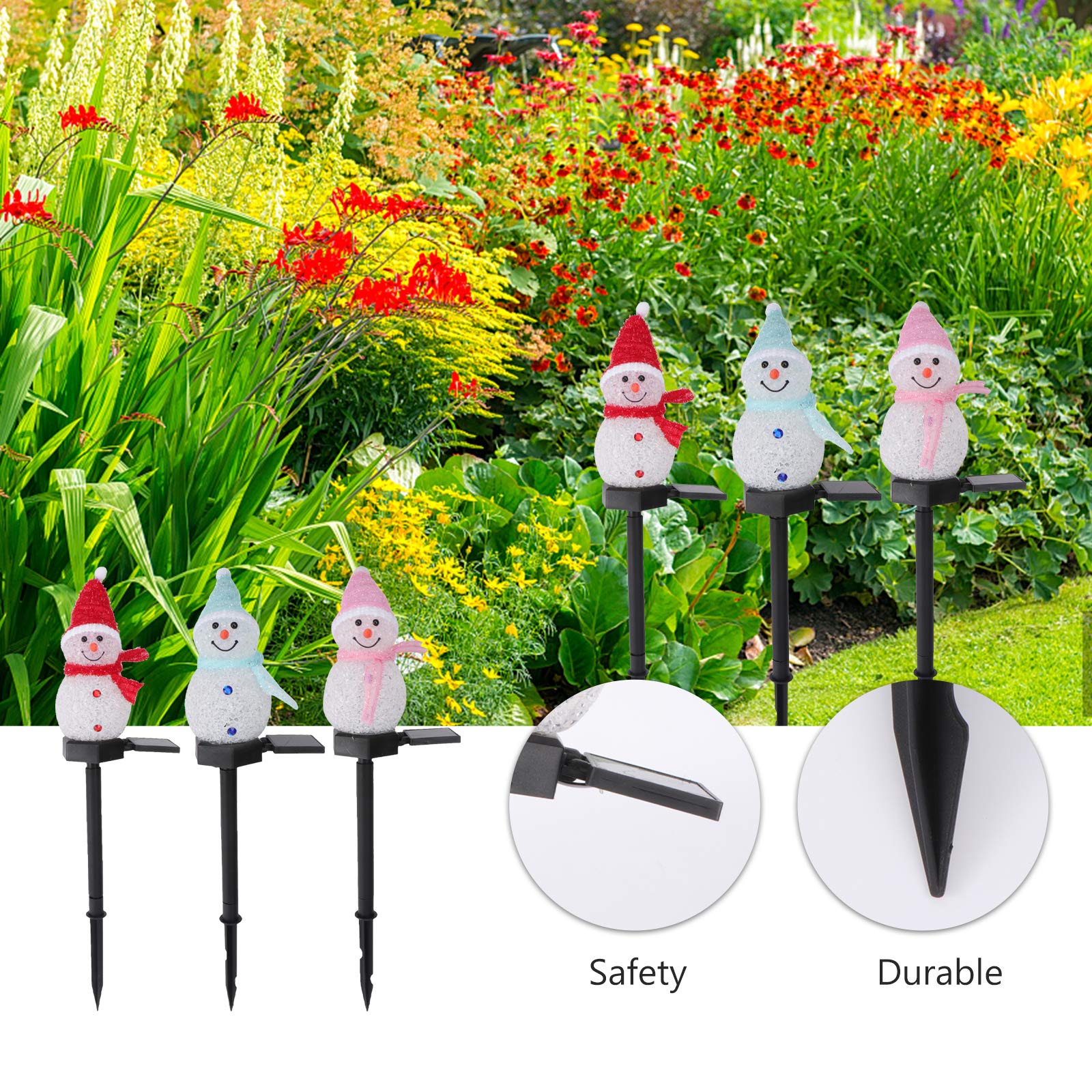 3pcs Christmas Lawn Lights - Snowman Garden Stake Lights with Resin Base for Outdoor Holiday Decor, Perfect for Yard, Pathway, and Landscape Lighting During Christmas Season