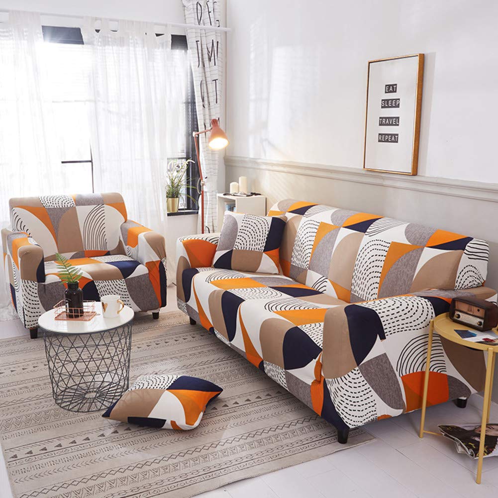 LoveHouse Stretch Couch Cover - 1 Piece Printed Spandex Sofa Slipcover, Non-Slip Furniture Protector for Couches 73-91 inches - Perfect for Living Room, Family Room & Home Decor