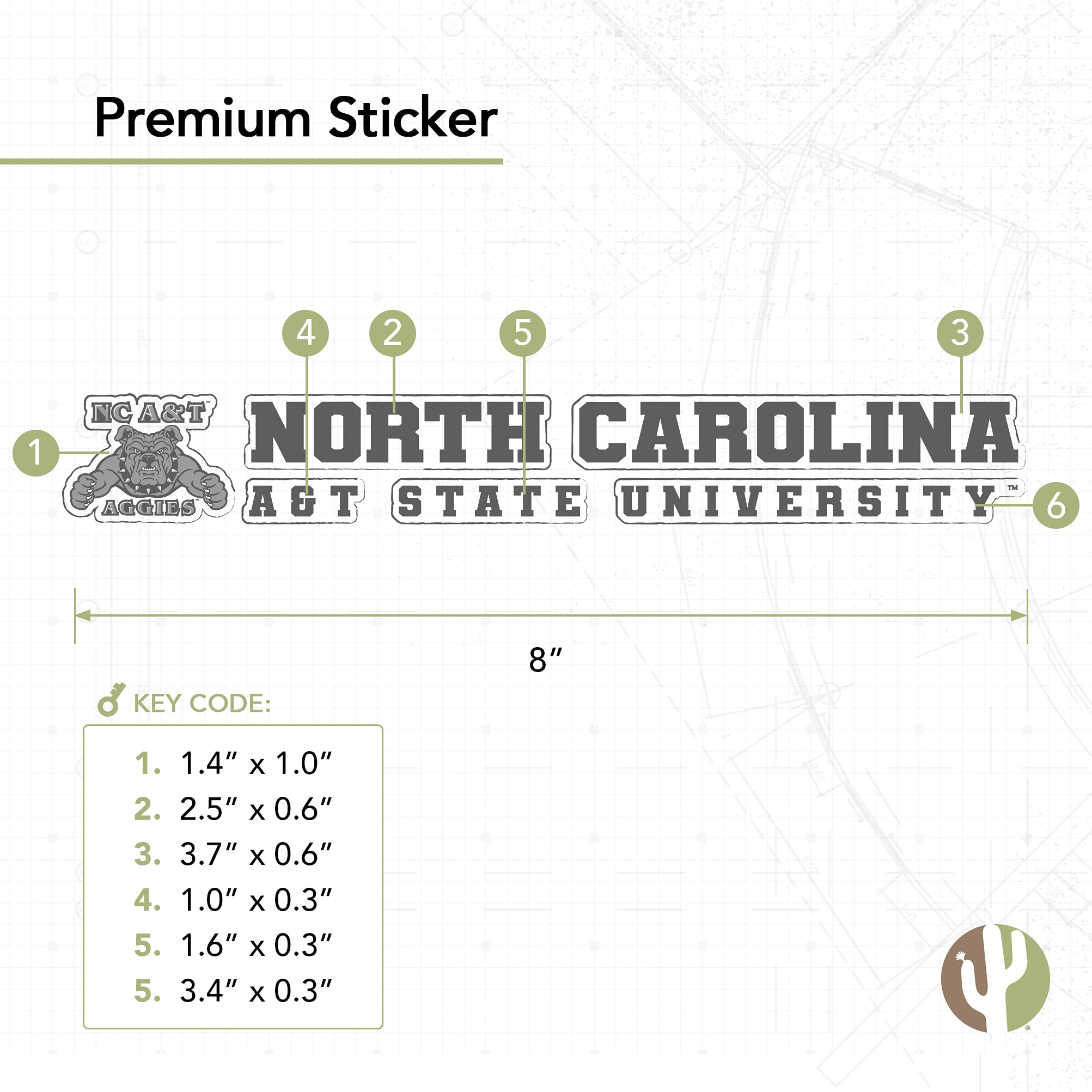 North Carolina A&T State University HBCU Aggies Desert Cactus Logo Vinyl Decal - 8 Inch Sticker for Laptop, Water Bottle, Car & Scrapbook | School Spirit, College Pride, Dorm Decor