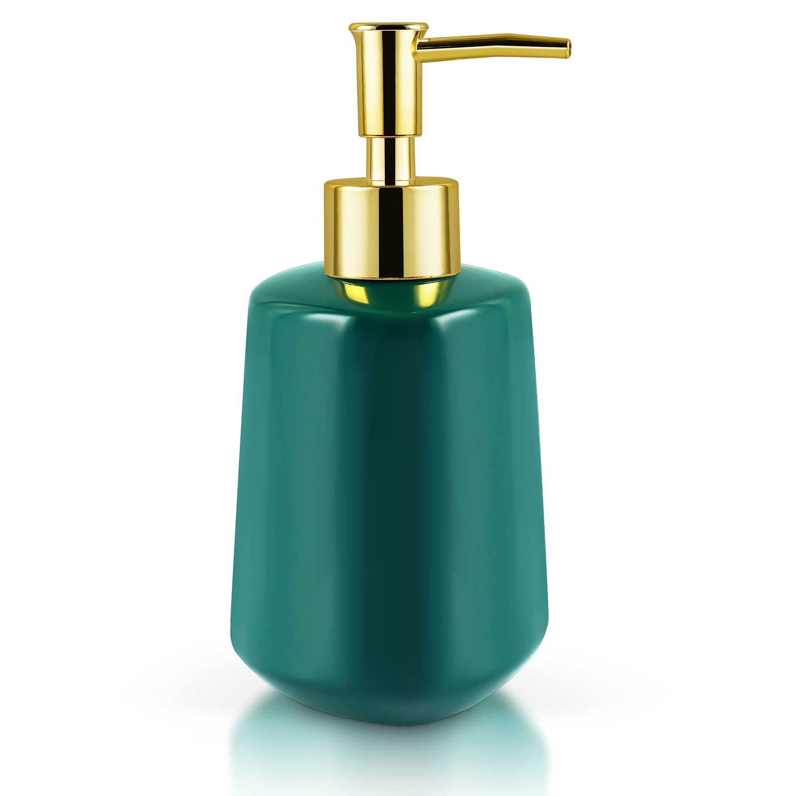 Ceramic Soap Dispenser for Kitchen & Bathroom - Refillable Dish Soap Dispenser, Hand Soap Bottle with Pump for Liquid Soap, Essential Oils & Lotion - Elegant Dark Green Home Decor for Sink Countertop & Vanity