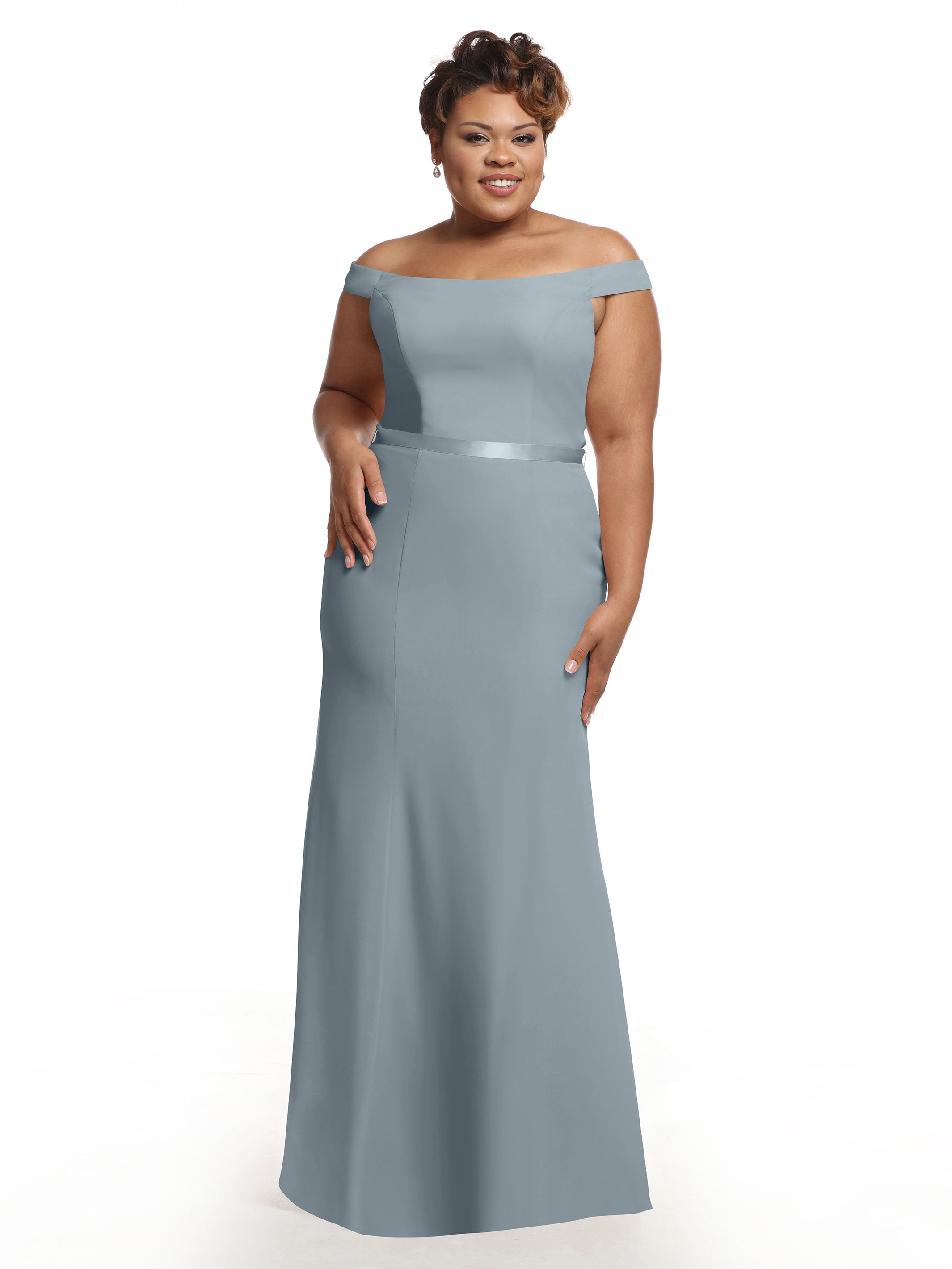 Elegant Off-The-Shoulder Chiffon Bridesmaid Dress with Ribbon Belt - A-Line Fit & Flare Design for Weddings, Parties & Special Occasions