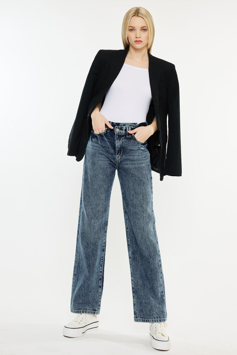 Kora High Rise 90's Straight Leg Jeans for Women - Vintage Denim Pants with Comfortable Stretch - Perfect for Casual Outfits, Workwear & Everyday Style