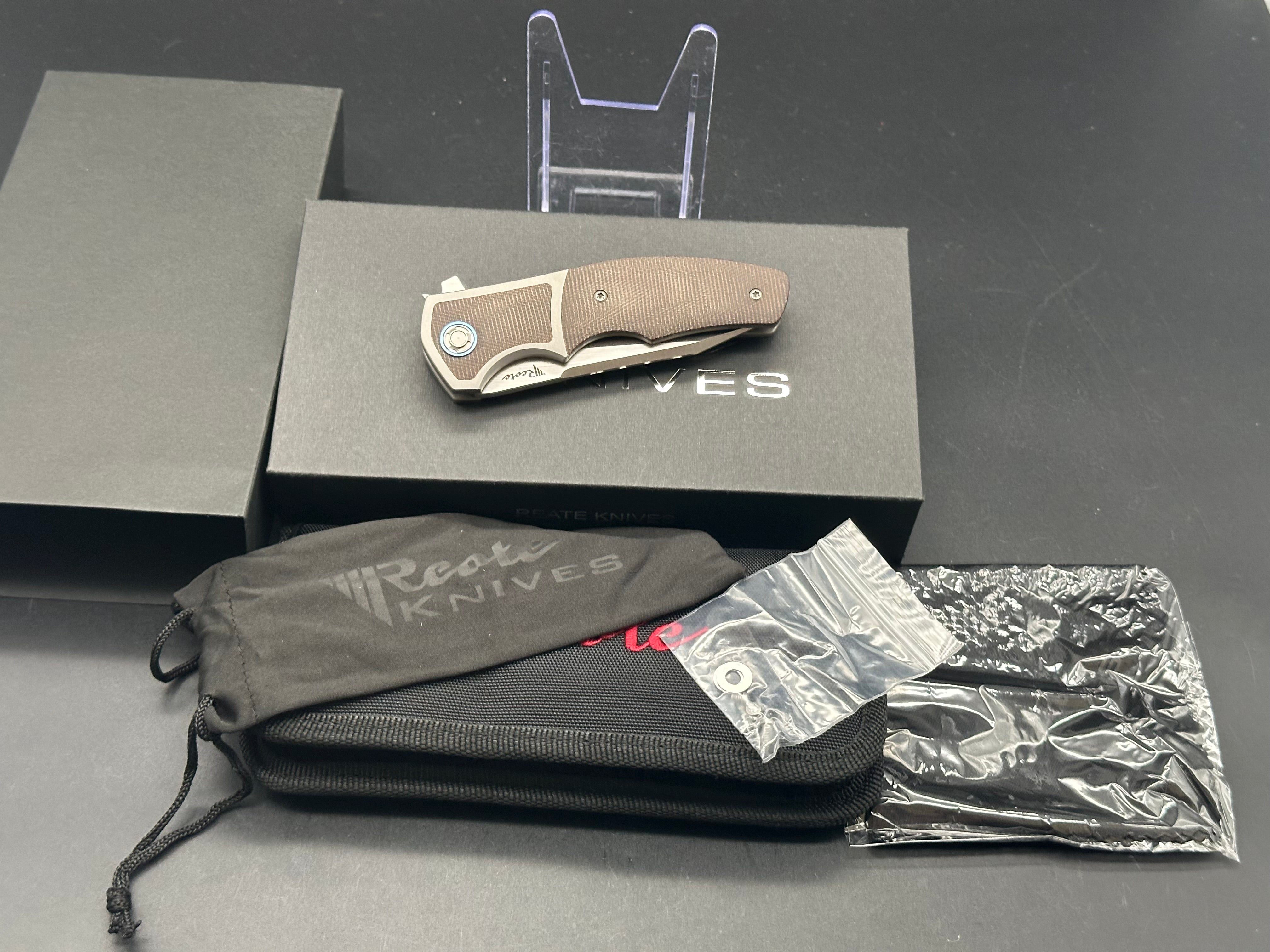 Reate Kirby Mini Crossroads Folding Knife - M390 Steel Blade, Titanium & Green Micarta Handle - EDC Pocket Knife for Camping, Hiking, and Outdoor Survival