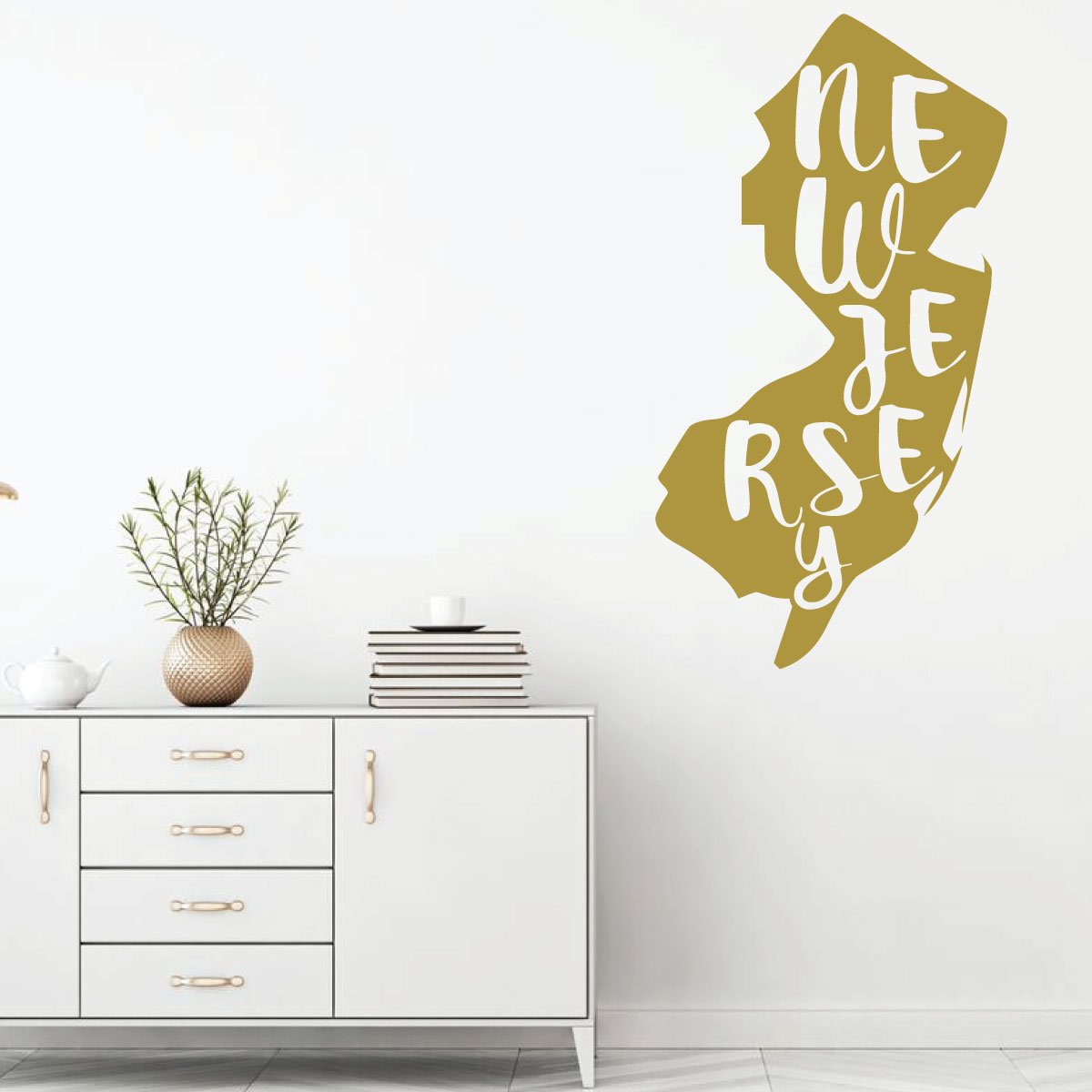 New Jersey State Silhouette Wall Decal - Premium Vinyl Art Sticker for Home Decor, Living Room & Bedroom - Perfect for Nursery, Office or Dorm Room Wall Decoration
