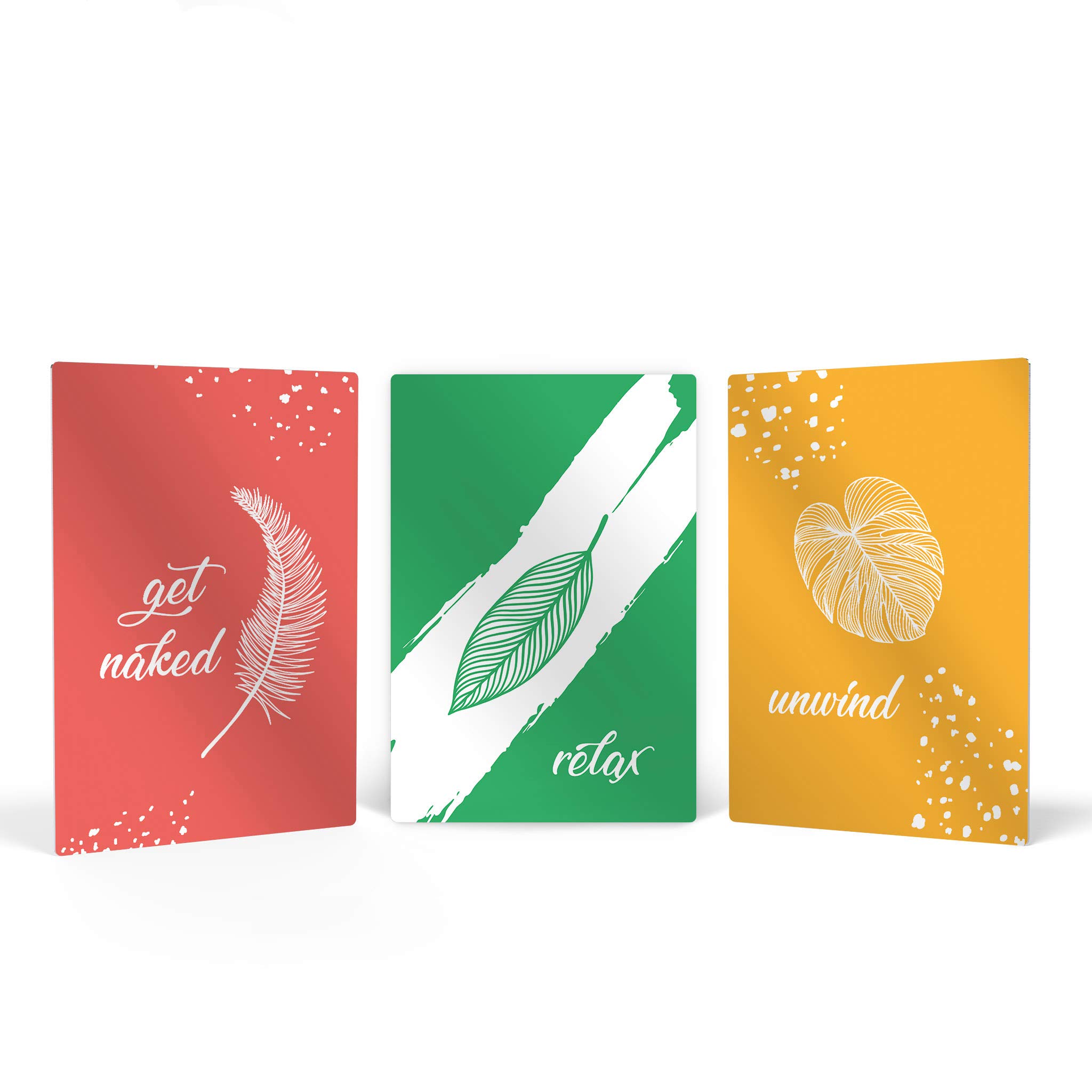 Smile Art Design 'Get Naked, Relax, Unwind' 3-Piece Metal Wall Art Set - Funny Bathroom Signs & Decor (24x16 Inches Each) - Perfect for Bathroom, Toilet, Spa & Home Wall Decor - Ready to Hang