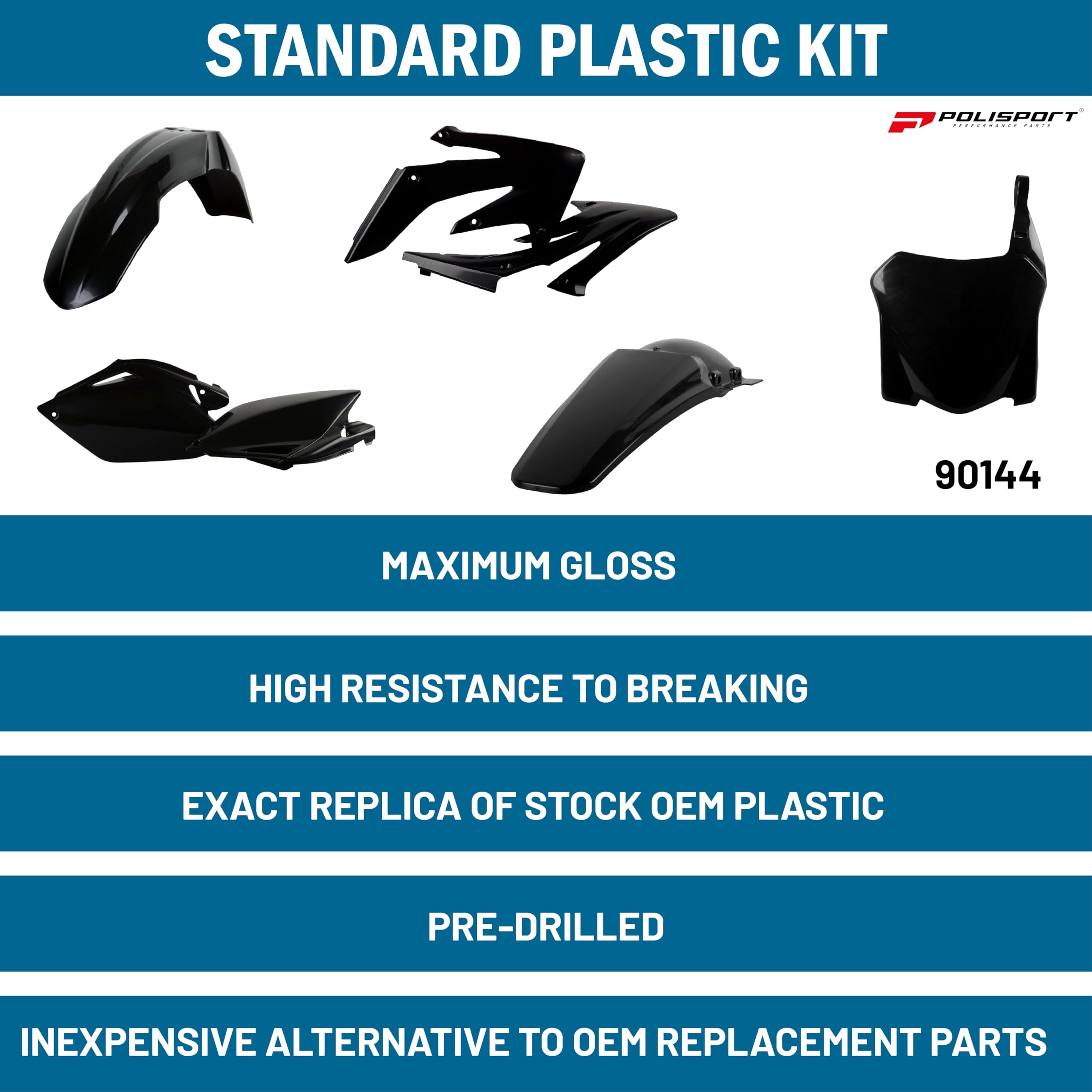 Polisport Full Plastic Kit for Honda CRF250R (2008) - OEM Quality Restyling Kit with Superior Fit, Flexibility & Durability - Black - Perfect for Off-Road Racing, Trail Riding & Motocross Upgrades
