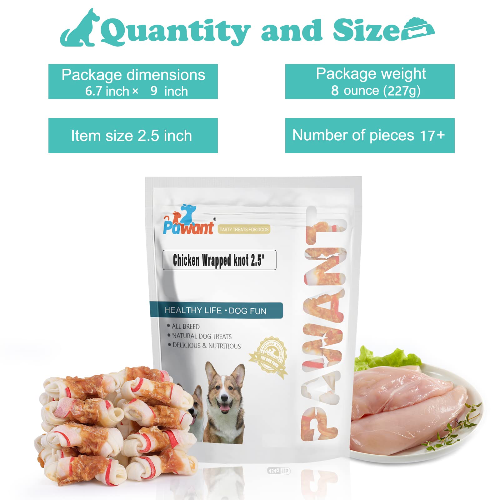 Chicken Wrapped Rawhide Dog Treats for Small Dogs - Healthy Chewing Snacks for Puppies at Home & Outdoors