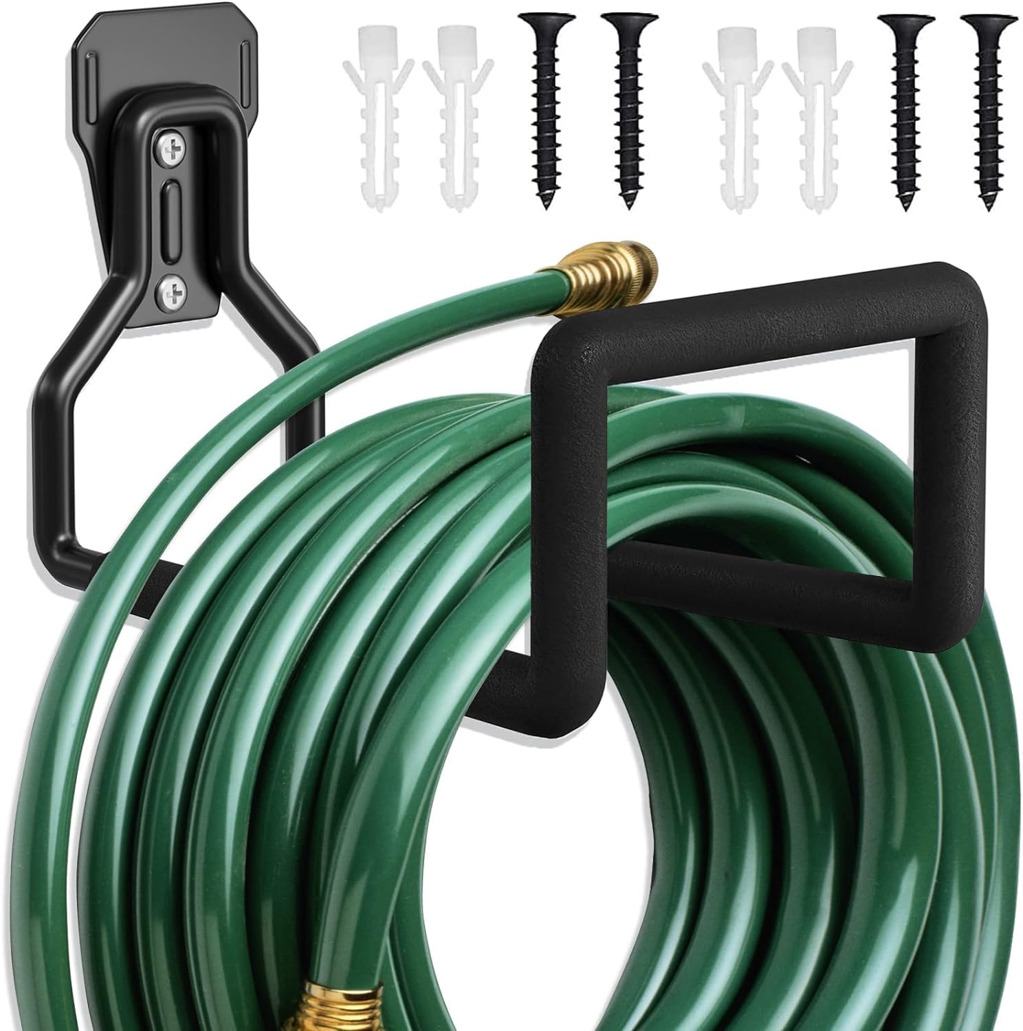 Heavy Duty Metal Hose Hanger Wall Mount - Black X-Large 1 Pack - Holds Up to 125 Ft Garden Hose - Perfect for Outdoor Yard, Garden & Garage Organization