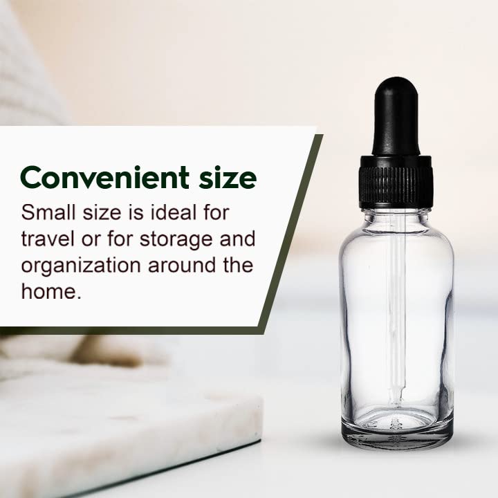 NSB Herbals 30ml Clear Round Empty Glass Bottle with Glass Dropper, Black Ring & Silicone Teat - Refillable Essential Oil, Perfume & Blend Container (Pack of 3) - Perfect for Aromatherapy, DIY Beauty Products & Travel Size Liquids
