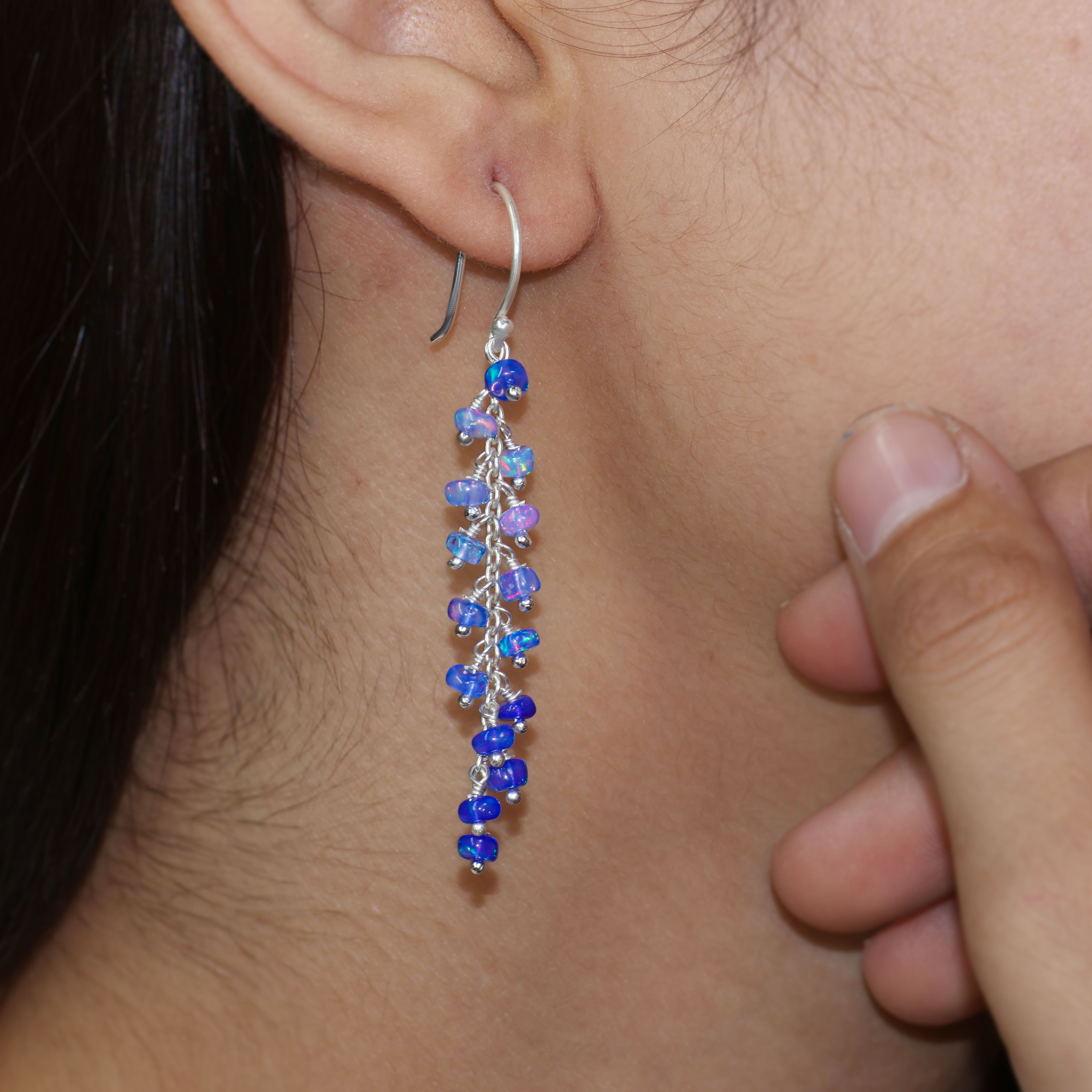 Handmade Ethiopian Opal Beaded Earrings - Natural Gemstone Dangle Earrings for Women | Perfect for Weddings, Parties & Boho Fashion