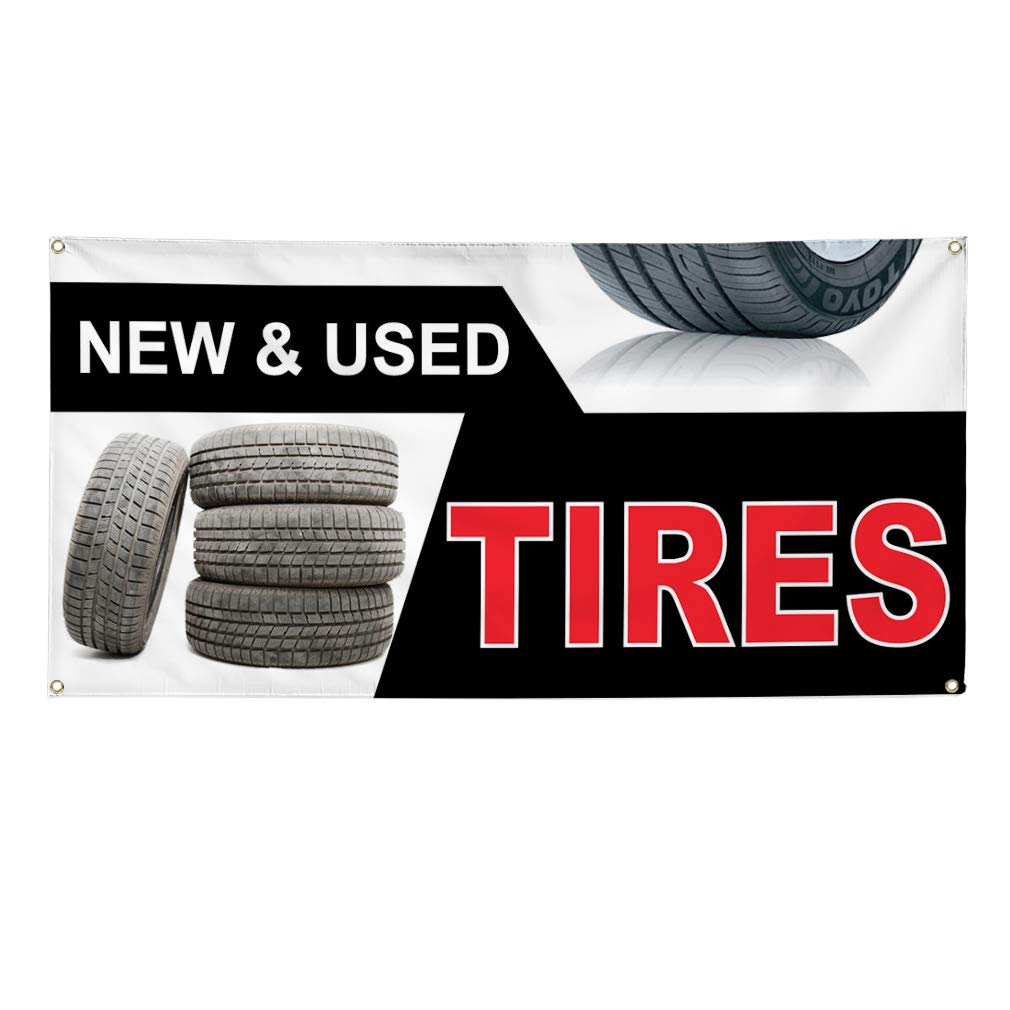 Vinyl Banner 36x72 Inches - Weatherproof Outdoor Sign with 6 Grommets for Auto, Car & Vehicle Advertising | Perfect for Tire Shops, Industrial Yards & Business Promotion