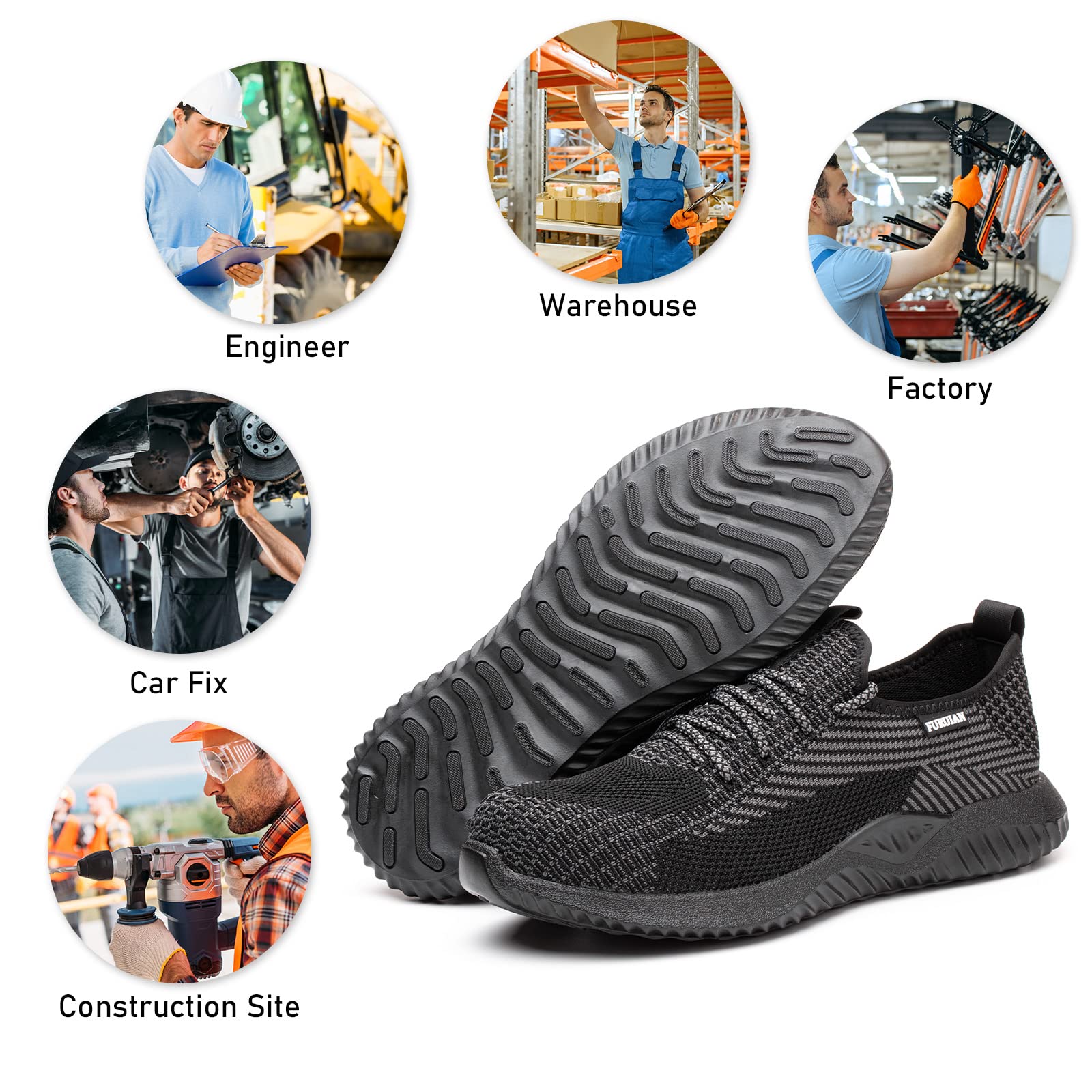 Steel Toe Shoes for Men & Women - Non-Slip Safety Work Sneakers for Warehouse, Construction & Industrial Use - Comfortable & Durable Work Shoes for Heavy Duty Jobs
