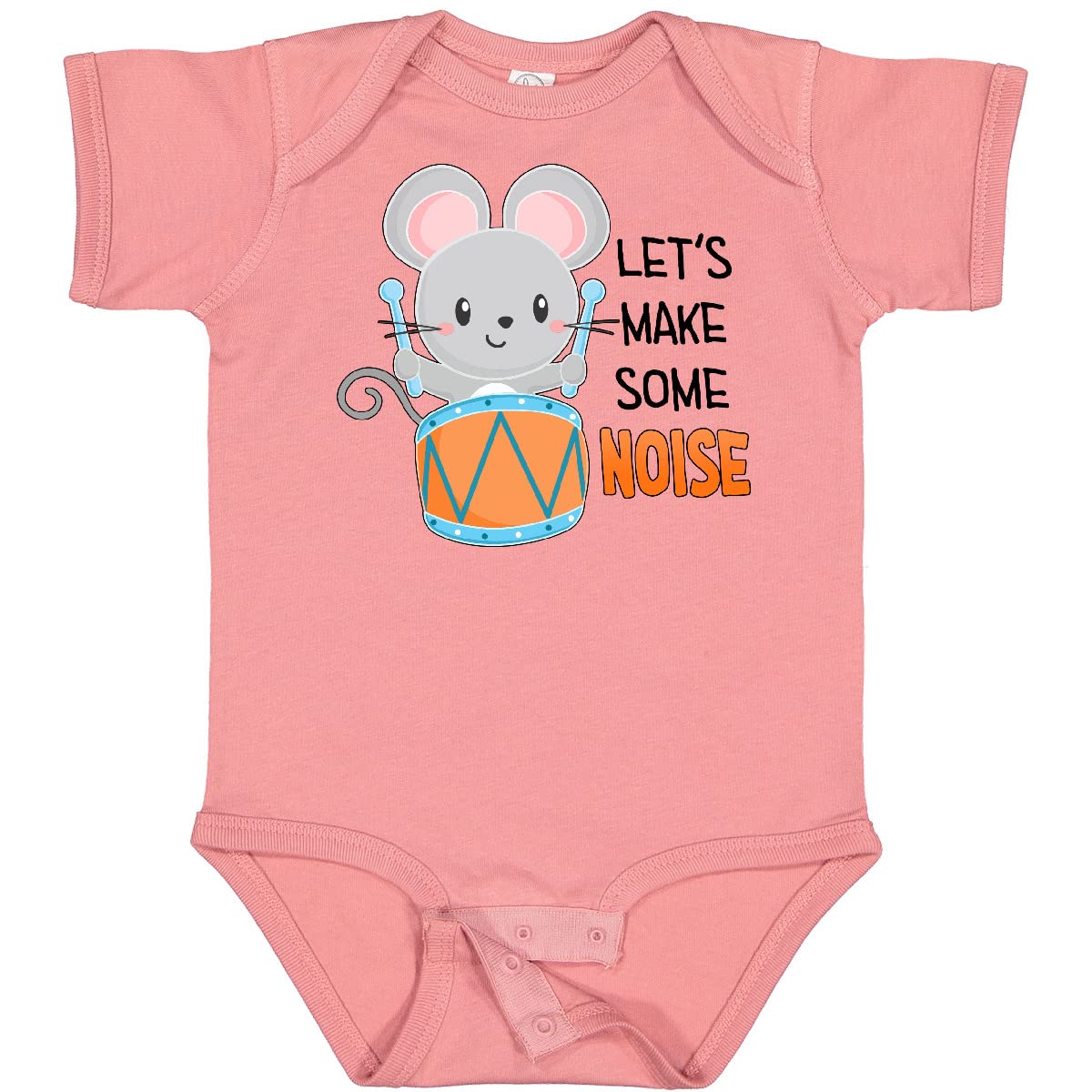 Inktastic Let's Make Some Noise Cute Mouse Drummer Baby Bodysuit - Adorable Musical Themed Onesie for Infants & Toddlers - Perfect for Concerts, Music Parties & Photo Shoots