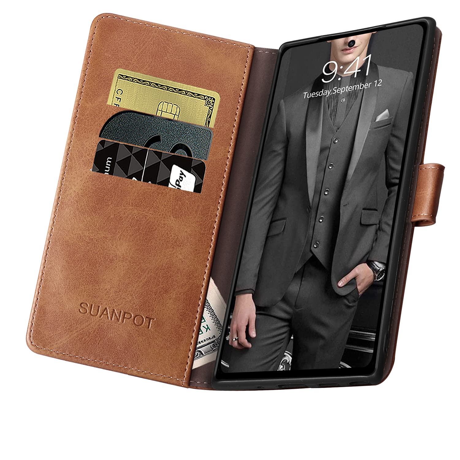 SUANPOT RFID Blocking Leather Wallet Case for Samsung Galaxy Note 10 (6.3