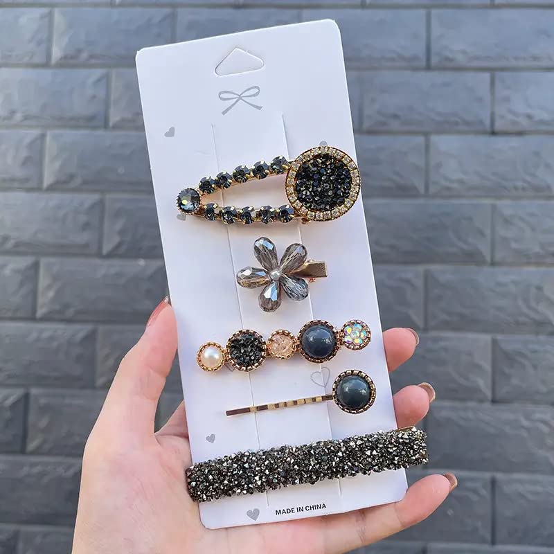 Blubby 5-Piece Starfish Hair Clips Set - Pearl & Rhinestone Korean Style Hair Accessories for Women & Girls | Perfect for Parties, Weddings, and Everyday Wear