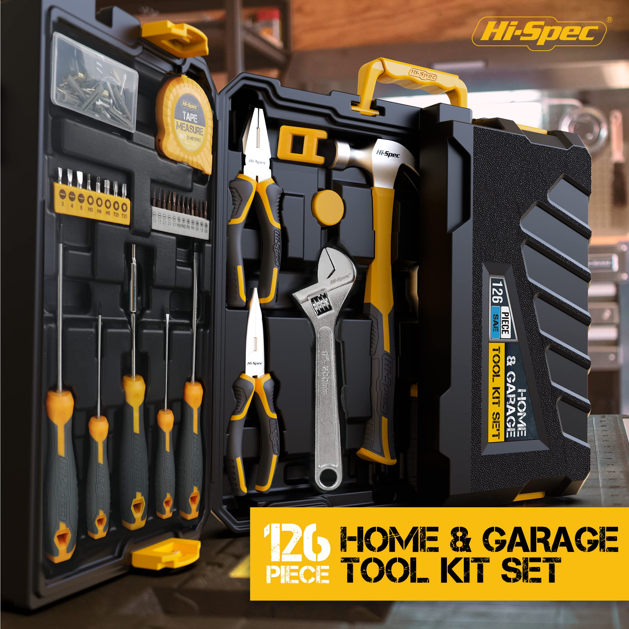 Hi-Spec 126-Piece Socket Wrench Auto Repair Tool Kit Set - Complete Professional Mechanics Tool Set for Men - Perfect for Home Garage, Car Maintenance & DIY Projects