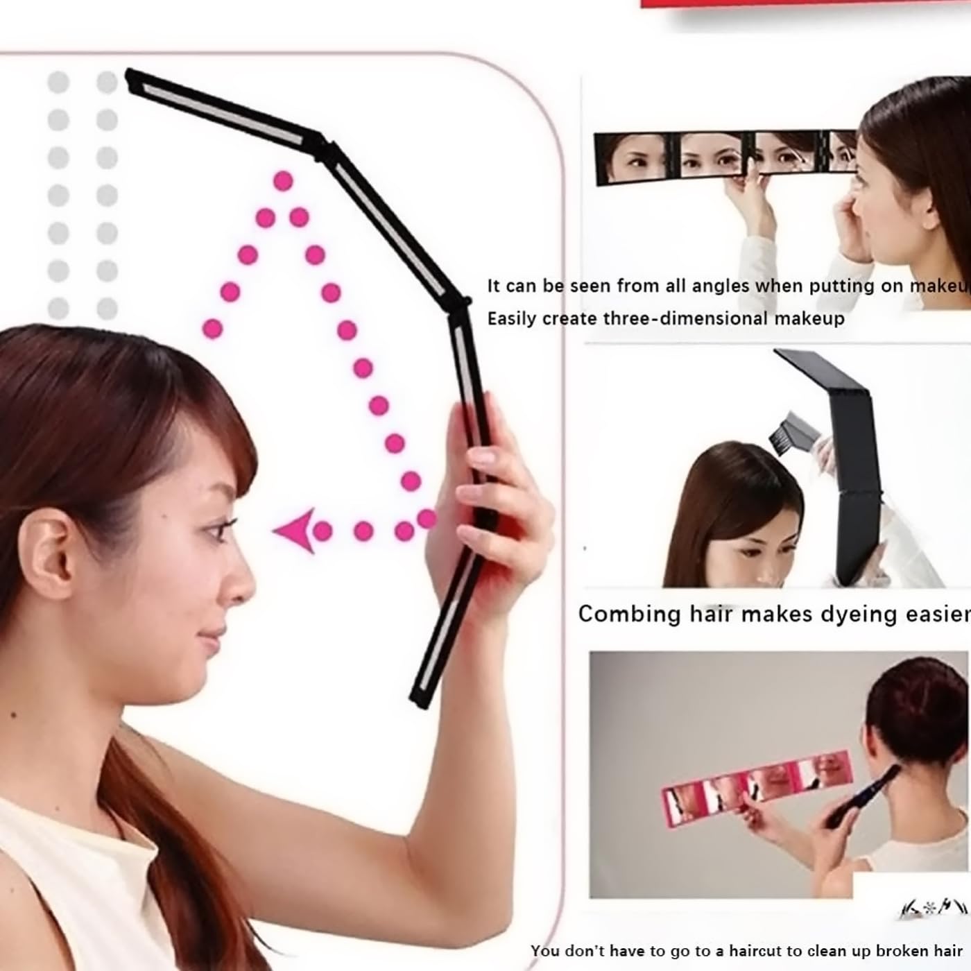 Portable Folding Mirror - Adjustable Rectangular Travel Mirror for Camping, Makeup, Gym & Home Use - Compact & Lightweight Design