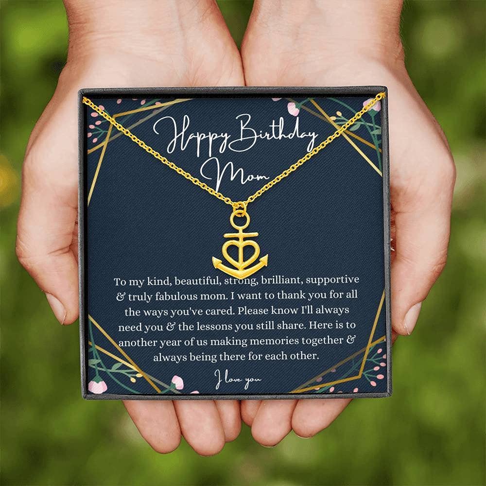 Heart Anchor Necklace - Sentimental Birthday Gift for Mom from Daughter or Son, Engraved Message Card Included - Perfect for Mother's Day, Christmas & Special Occasions