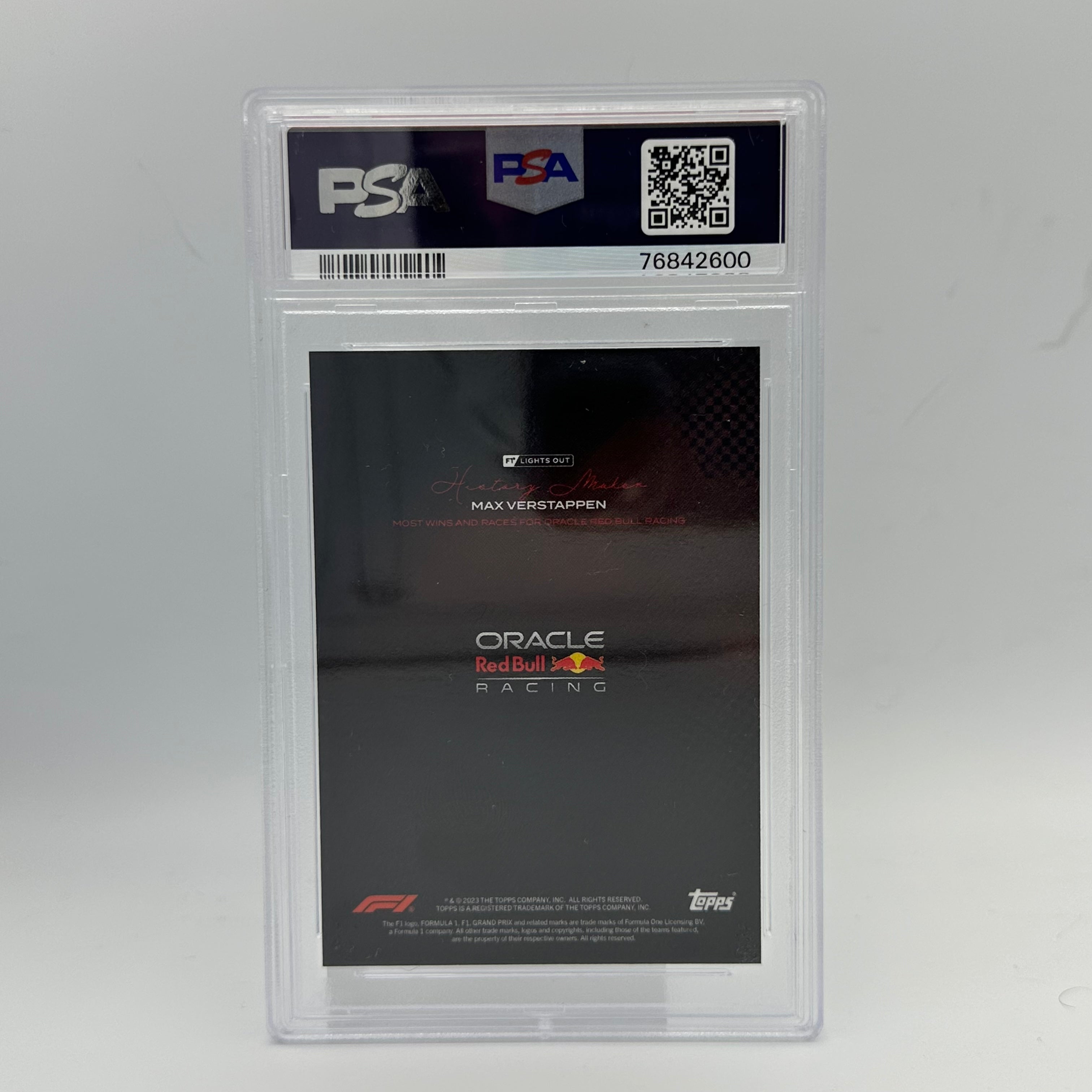 PSA 10 2023 Max Verstappen /75 History Maker Bronze Parallel - Rare Trading Card for F1 Collectors & Motorsport Fans - Perfect for Display, Investment & Racing Memorabilia Collections