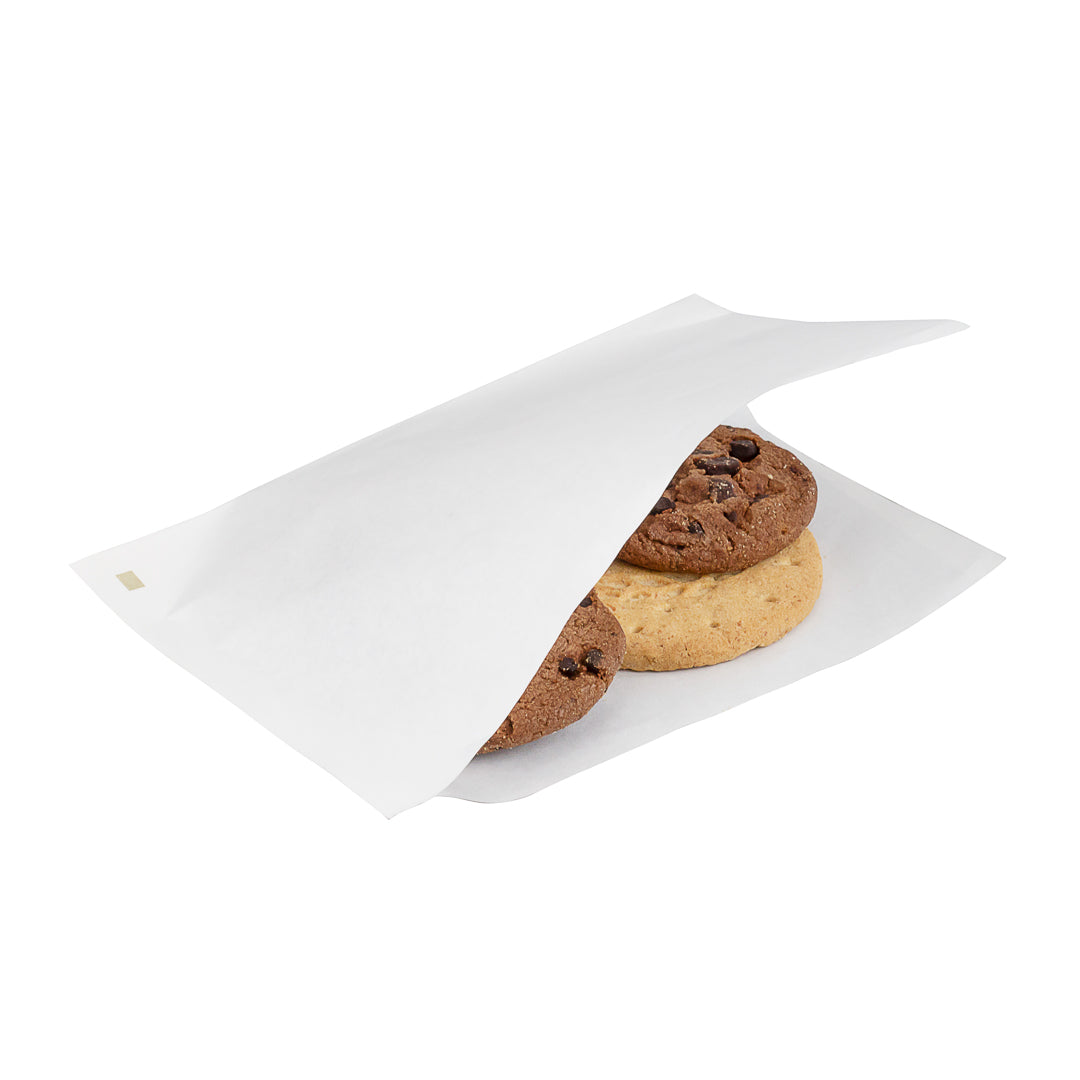 White Paper Small Double Open Greaseproof Bags - 6 1/4