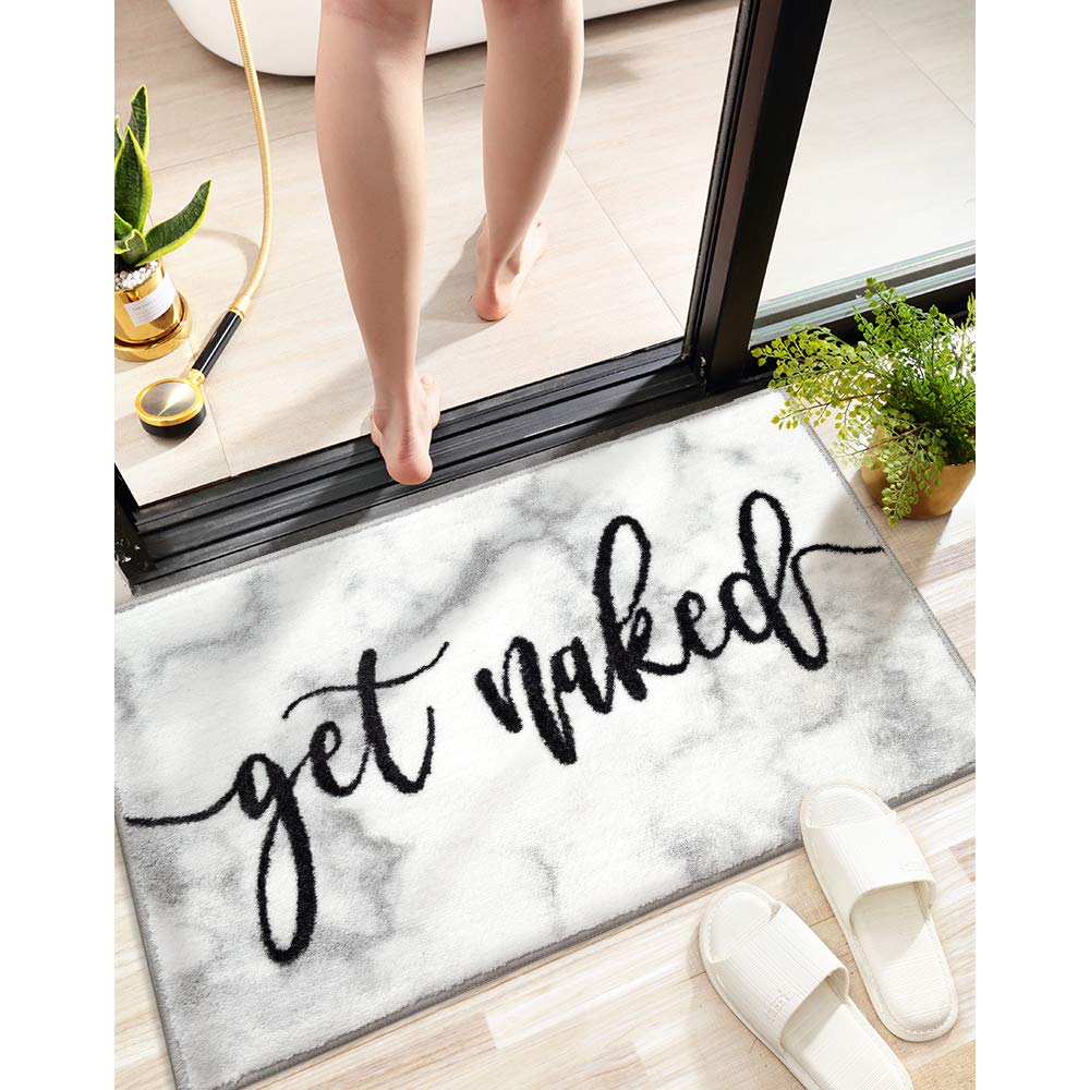 Non-Slip Funny Naked Bath Mat - Absorbent Washable Black & White Bathroom Rug for Shower & Tub - Cute Bathroom Decor for Modern Homes