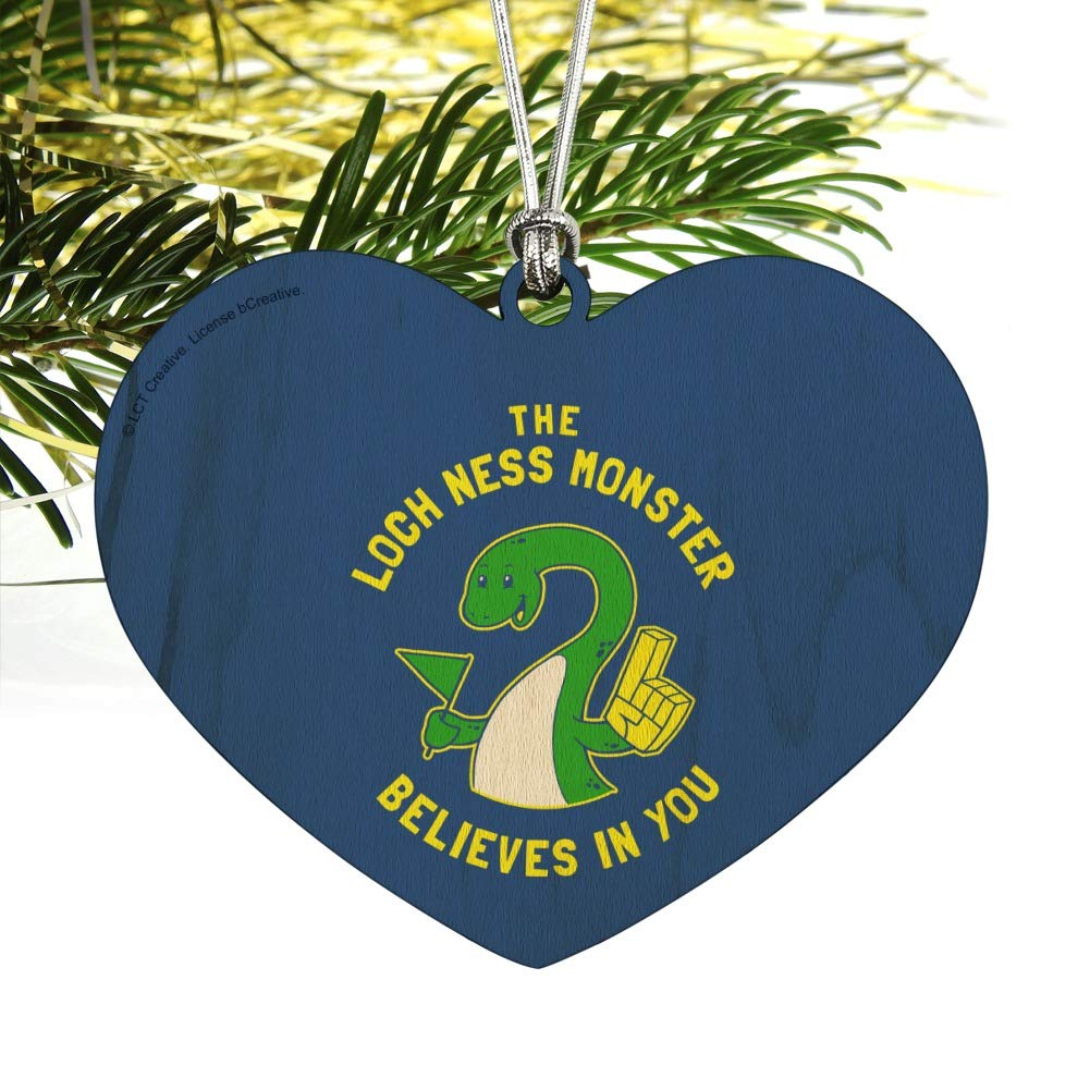 Funny Loch Ness Monster Wood Christmas Tree Ornament - Humorous Holiday Decoration with Heart & Love Design - Perfect for Xmas Tree, Gift Exchange & Festive Home Decor
