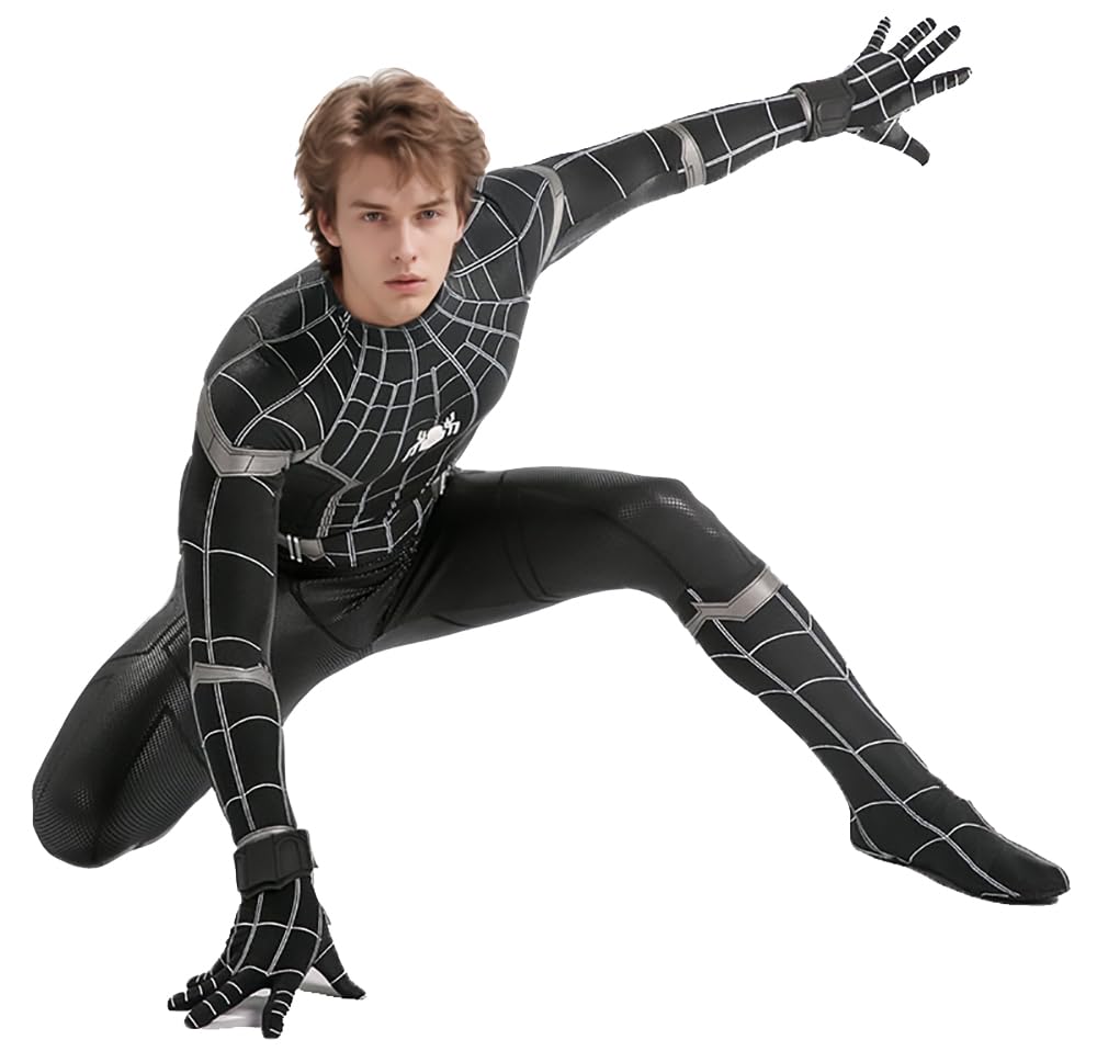 Men's Superhero Halloween Costume - Black Zentai Bodysuit Jumpsuit for Cosplay & Dress Up | Perfect for Halloween Parties, Comic Con & Themed Events