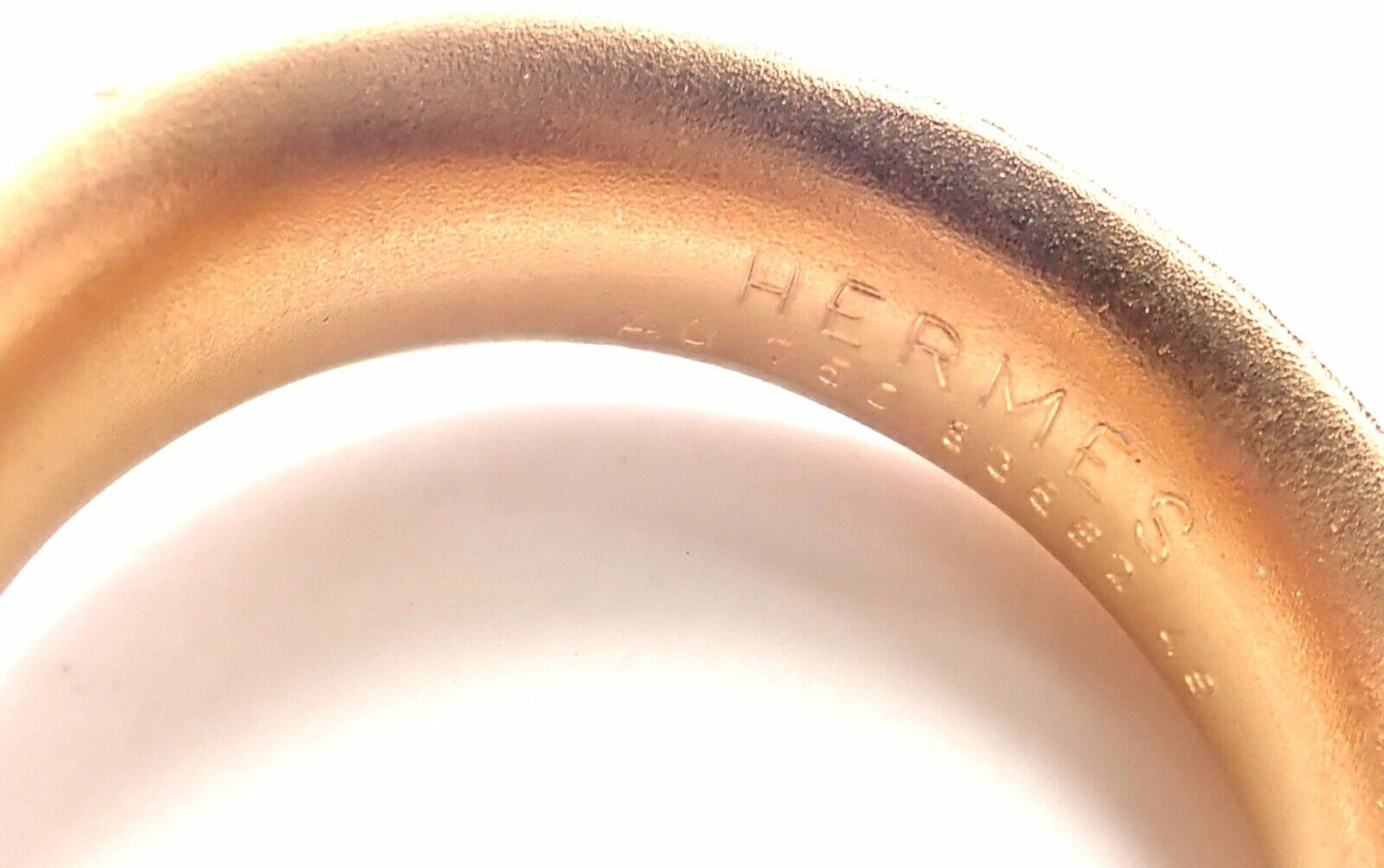 Authentic Hermes Olive 18K Rose Gold Wood Band Ring - Luxury Designer Jewelry for Women, Perfect for Weddings, Anniversaries & Special Occasions