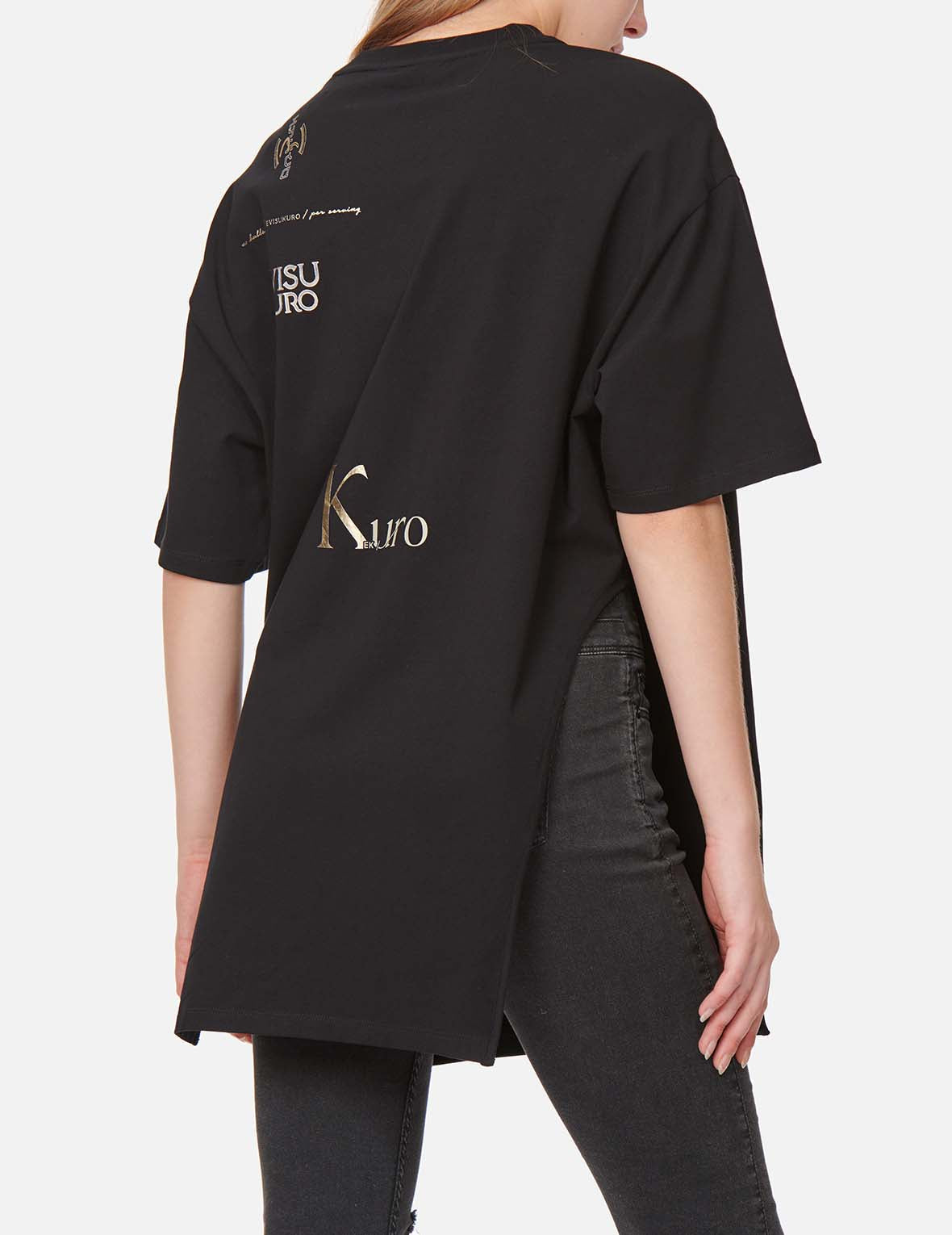 Stylish Asymmetric Foil Print T-Shirt for Women & Men - Trendy Graphic Tee with Multi-Logo Design - Perfect for Casual Wear, Parties, and Street Fashion