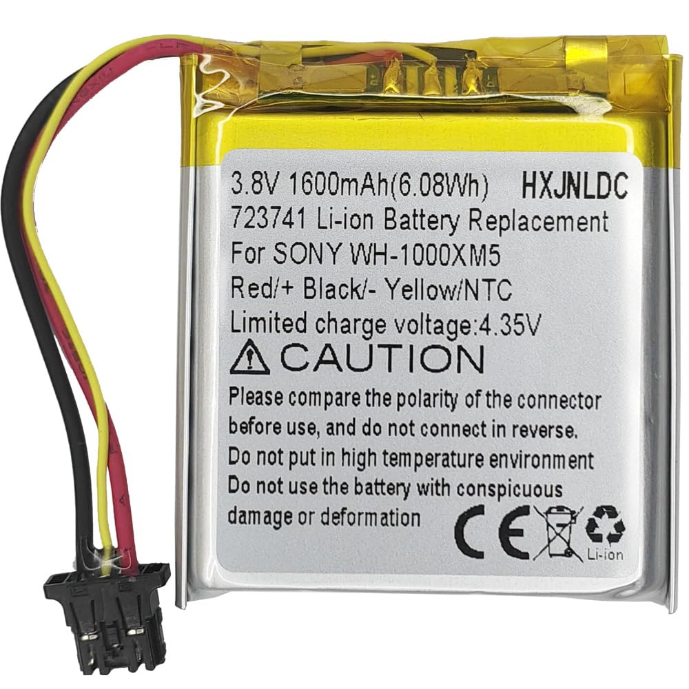 Sony WH-1000XM5 Replacement Battery 3.8V 1600mAh Lithium-ion - Compatible with WH1000XM5 Bluetooth Wireless Noise Canceling Headphones - Perfect for Travel, Work, and Music Listening