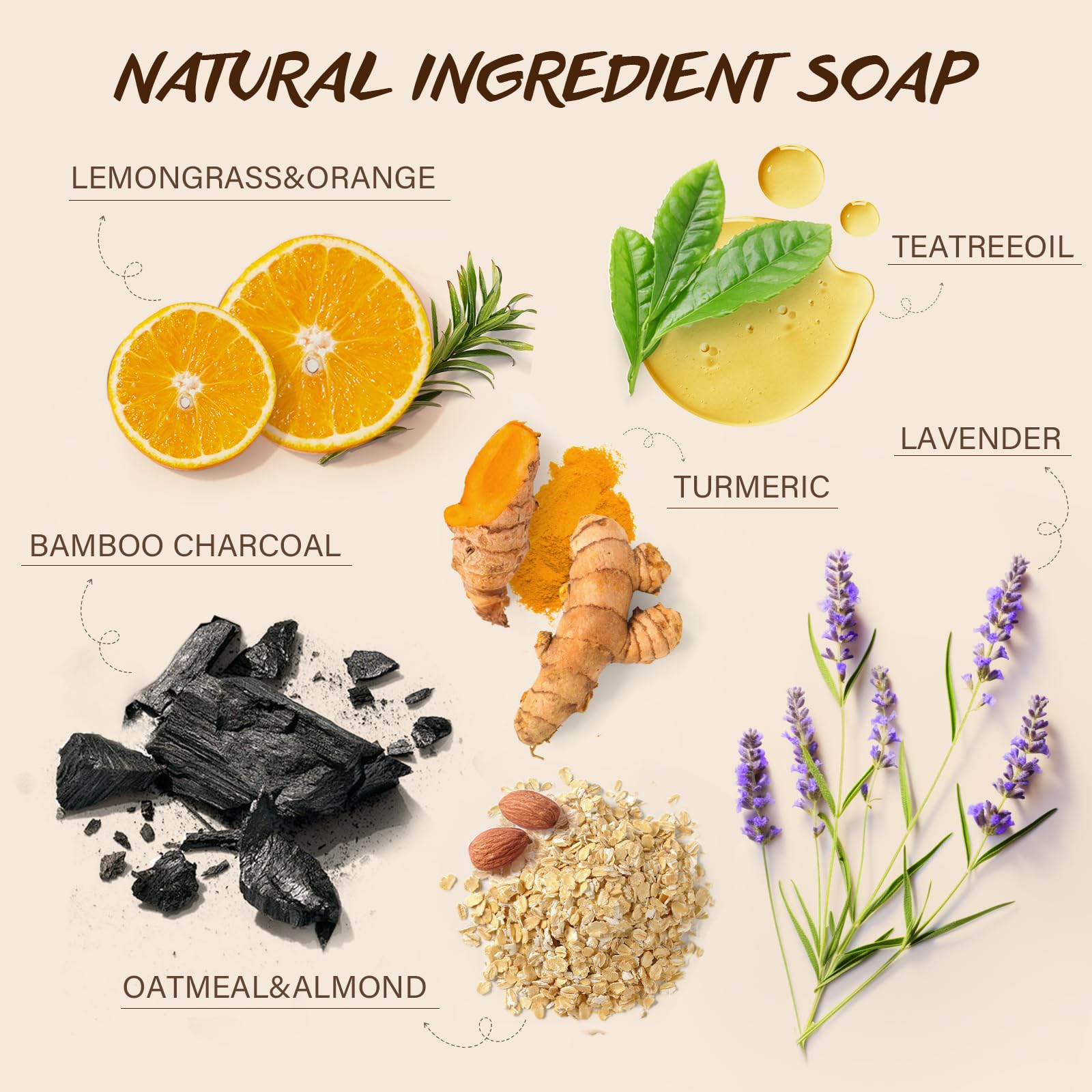 Organic Natural Soap Bar Gift Set - Lavender, Tea Tree, Lemongrass, Oatmeal Almond & More (6x3.5oz) | Chemical-Free Body Wash for Women & Men | Perfect for Spa Day, Self-Care Gifts & Eco-Friendly Bath Routine