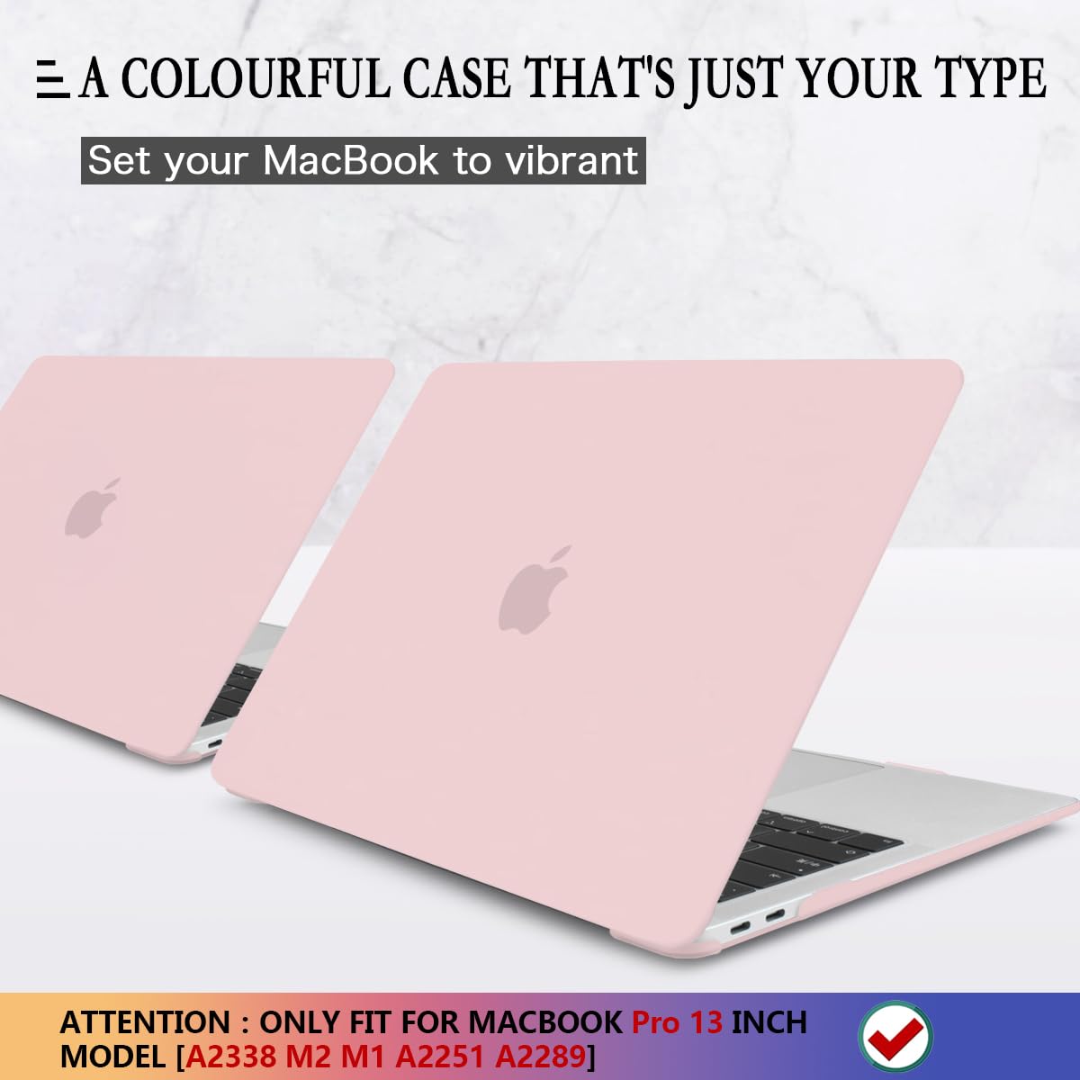 CISSOOK Hard Shell Case & Keyboard Cover for MacBook Pro 13 inch (2016-2024) with Touch Bar - Baby Pink Protective Laptop Cover | Perfect for School, Work & Travel