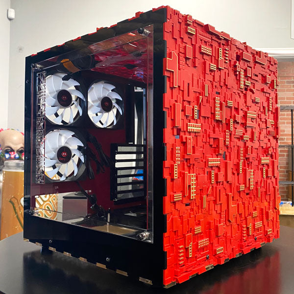 Star Trek Borg Cube ATX RED Edition Gaming PC Case - High Airflow, RGB Lighting, Tempered Glass (Ready to Ship) - Perfect for Sci-Fi Fans & Gaming Setups