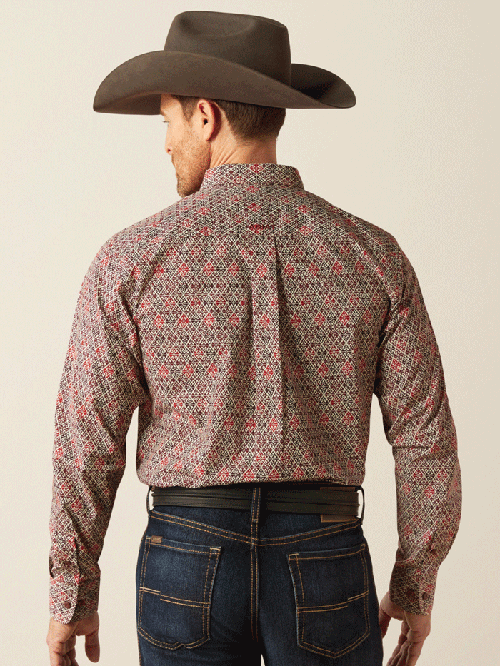 Ariat Men's Team Omega Fitted Shirt - Burgundy Red Western Style Work Shirt for Ranch, Rodeo & Outdoor Activities