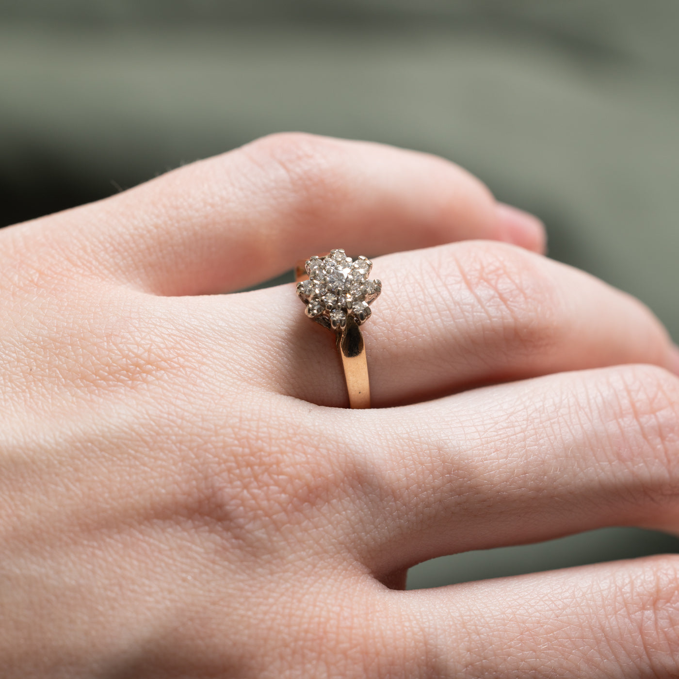 0.28ctw Diamond Cluster Petal Ring - Size 7 | Elegant Floral Engagement, Wedding, Anniversary Jewelry Gift for Women