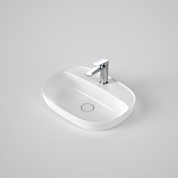 Caroma Contura II 530mm White Inset Bathroom Basin with 1 Tap Hole - Perfect for Modern Vanities and Small Space Bathrooms