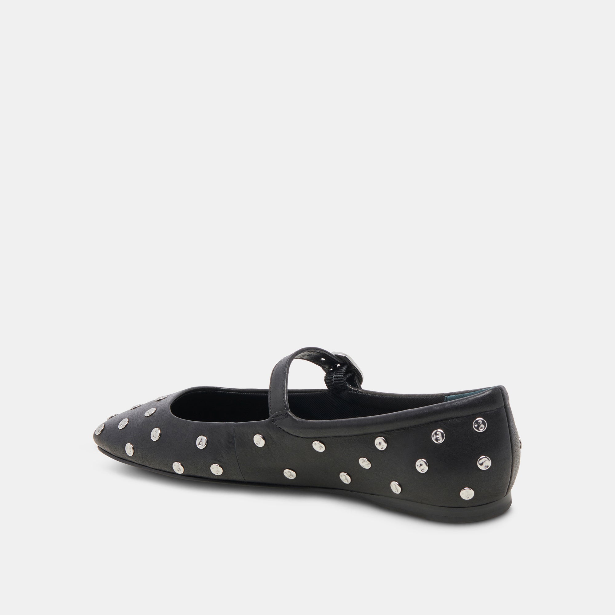 REYES STUD Black Leather Ballet Flats for Women - Comfortable & Stylish Shoes for Work, Office, and Casual Wear