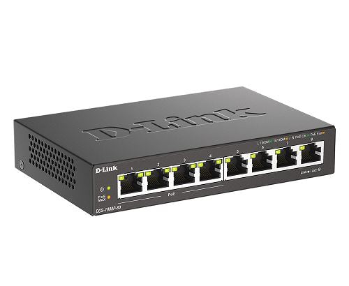 D-Link DGS-1008P 8-Port Gigabit Ethernet Desktop Switch with 4 PoE+ Ports (120W) - Ideal for Home Office & Small Business Network Expansion