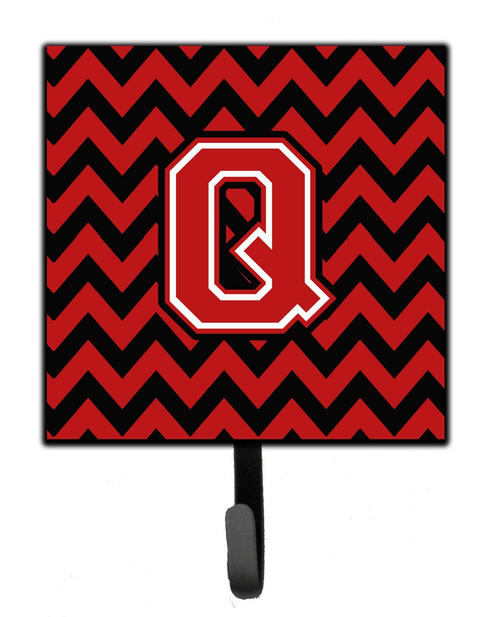 Caroline's Treasures CJ1047-QSH4 Letter Q Chevron Black & Red Wall Hook - Key Holder, Coat Rack, Leash Hanger for Home & Office Organization - Perfect for Hanging Keys, Towels, Aprons, Coats & Pet Accessories
