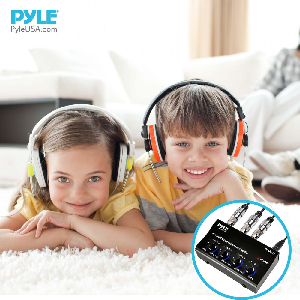4 Channel Stereo Headphone Amplifier - High Power Audio Splitter for Studio, Gaming & DJ Use