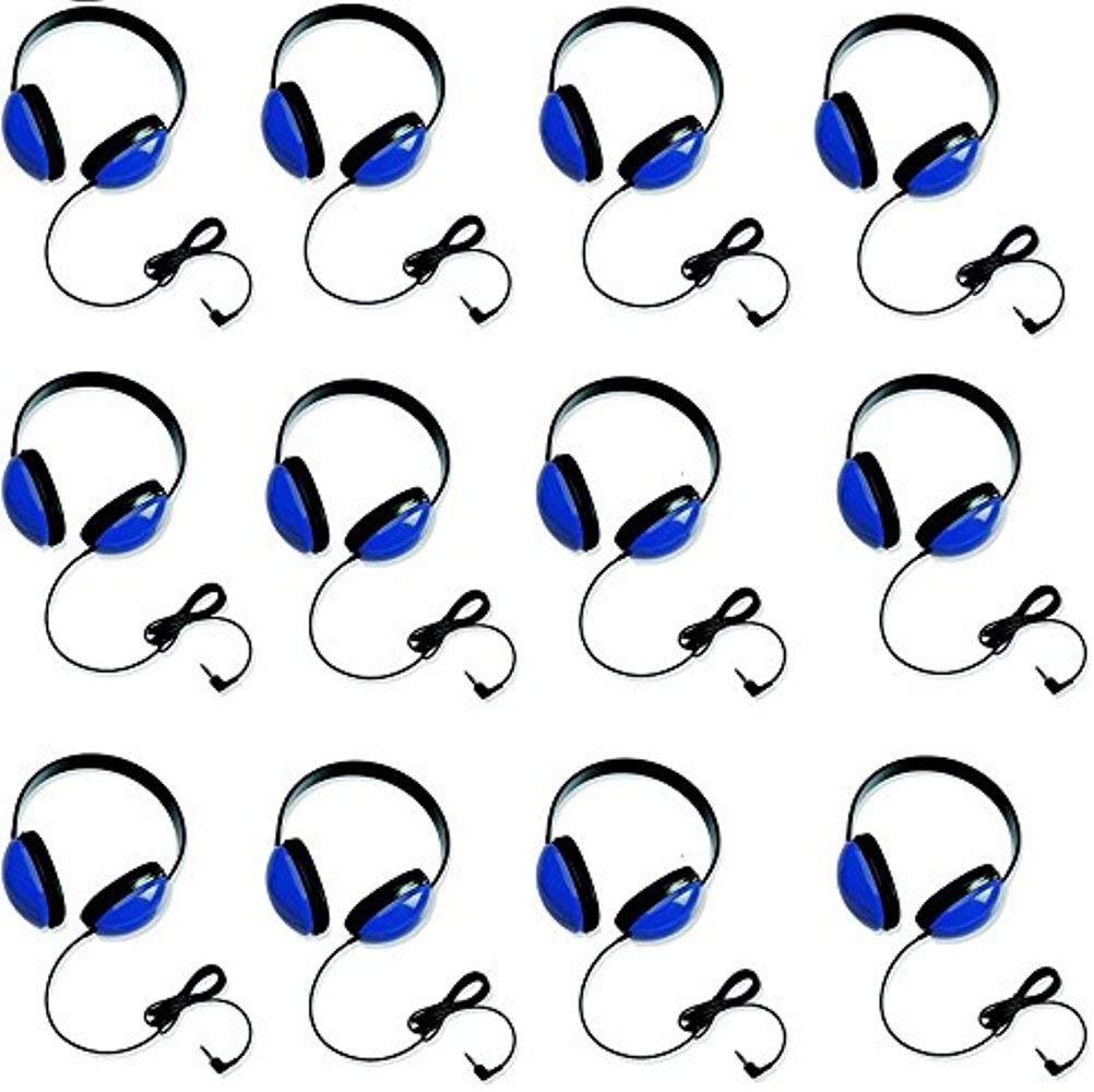 Califone 2800-BL Kids Stereo Headphones with Volume Limiter - Blue (12-Pack) for School, Classroom, Online Learning & Music Listening