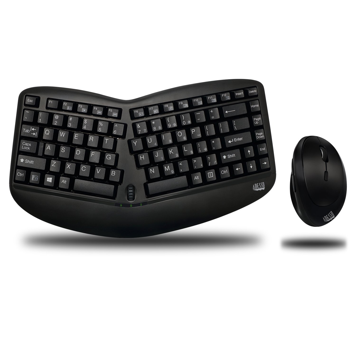 Adesso WKB-1150CB Wireless Keyboard and Mouse Combo - Ergonomic Curved Design, 2.4GHz USB Receiver, Plug & Play for PC/Mac - Perfect for Office, Home & Gaming Use