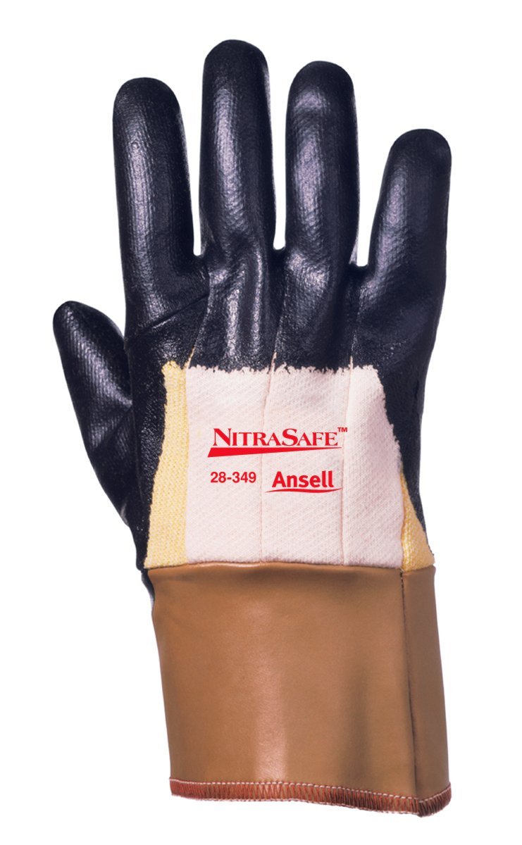 Ansell Nitrasafe 28-349 Cut Resistant Nitrile Gloves - Kevlar & Jersey Liner Palm Coated, X-Large (12 Pairs) - Ideal for Food Processing, Construction & Industrial Safety Work