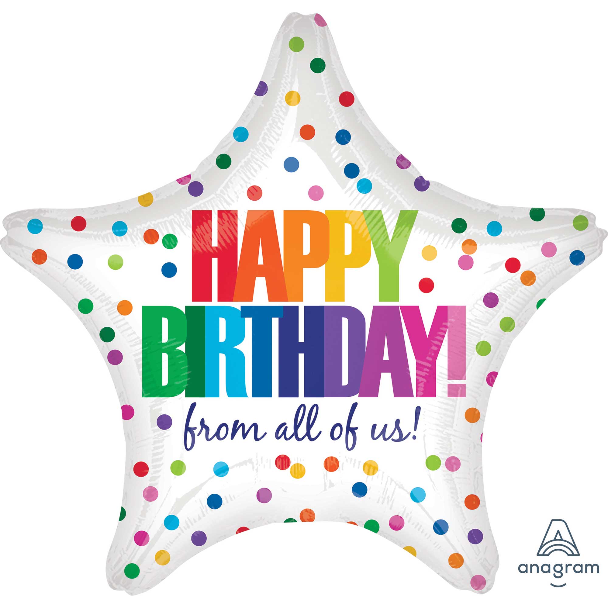 45cm XL Happy Birthday Balloon with Dots - Standard Party Decoration for Birthdays, Celebrations & Events - Perfect for Indoor & Outdoor Decor