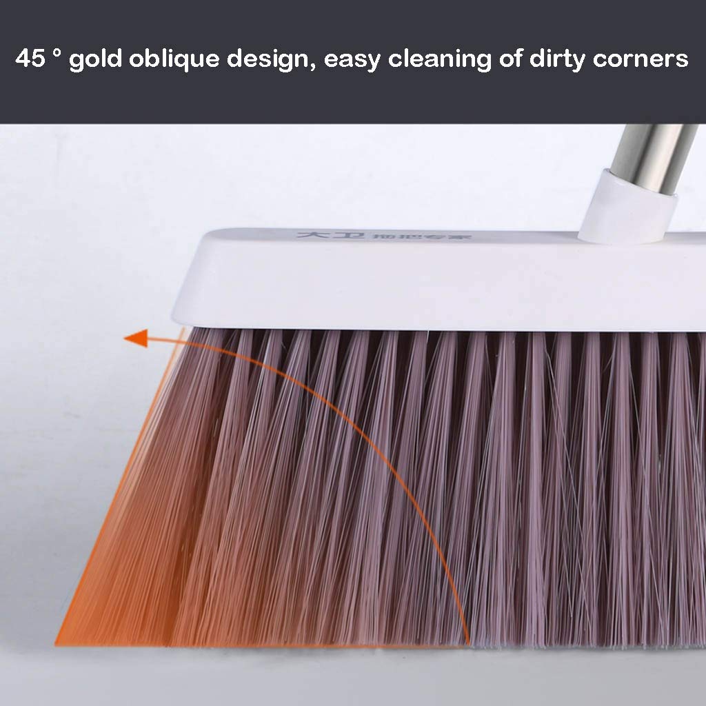 NLIAN Broom and Dustpan Set with Extended Handle - Built-in Wisp Scraper for Pet Hair Removal - Hardwood Floor & Tile Cleaning Supplies - Perfect for Kitchen, Bathroom, and Home Cleaning